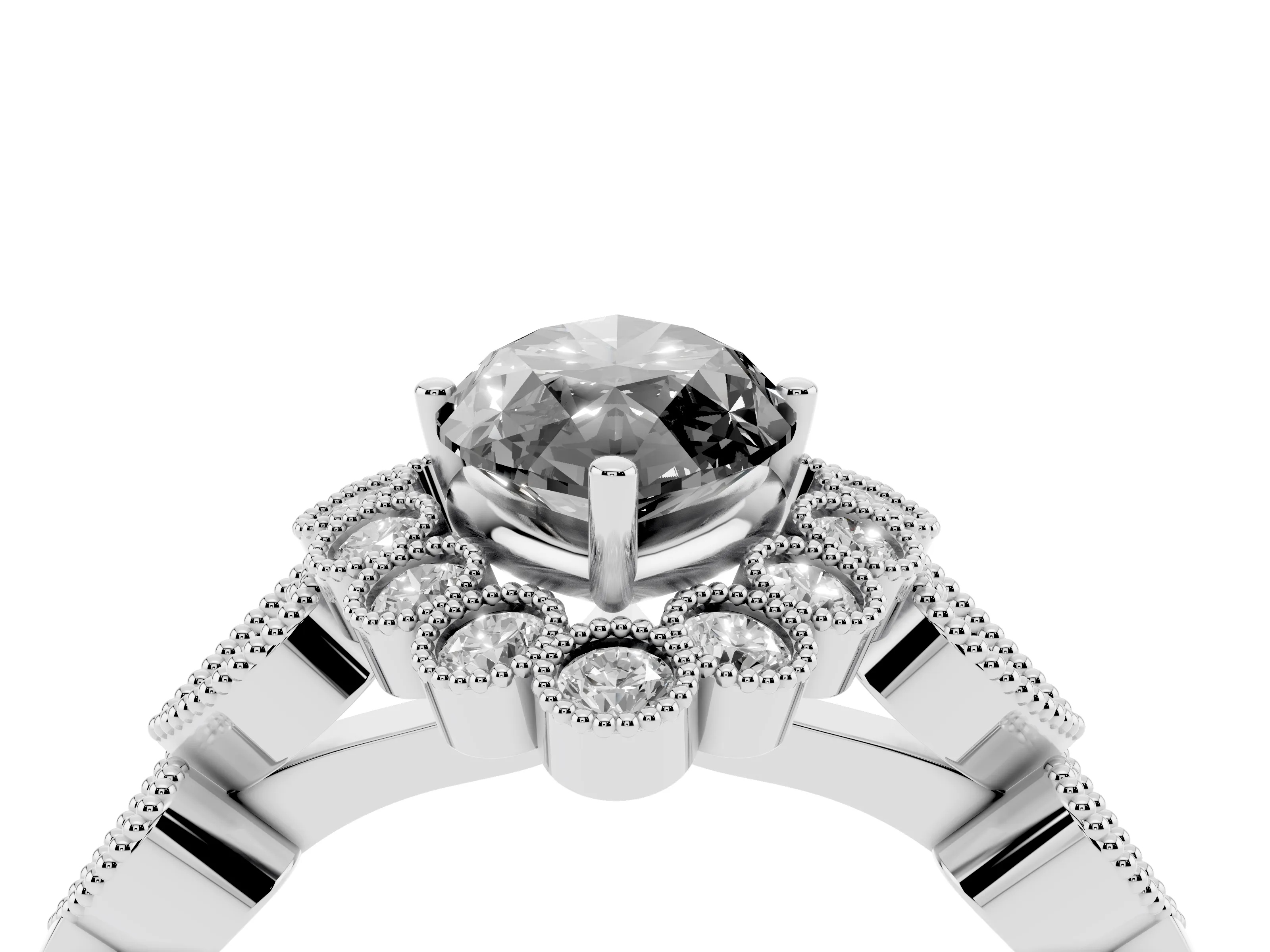 Fancy Black Marquise Cut Diamond Solitaire Ring Set in Platinum with Milgrain Pavé Heart Band
