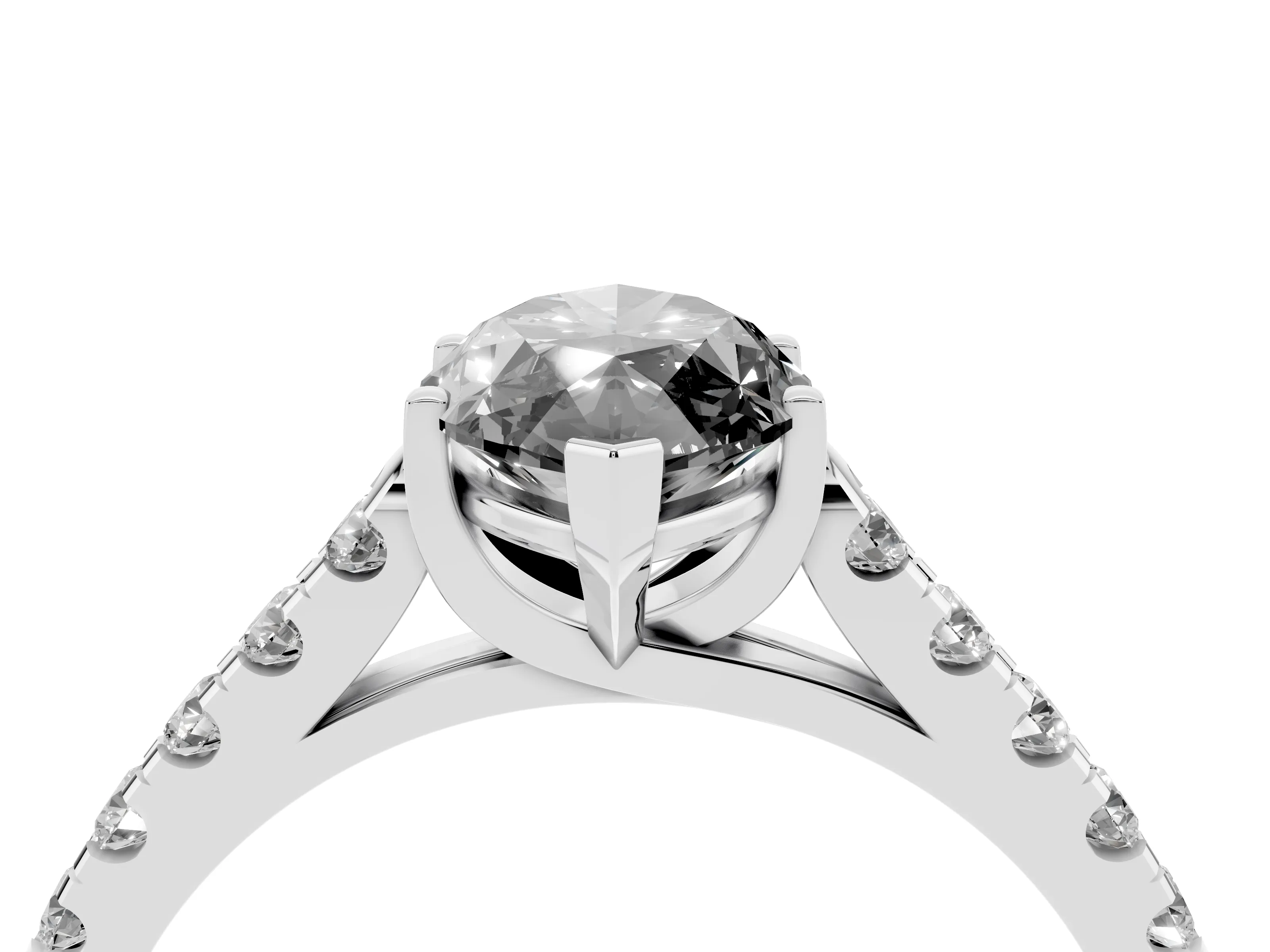 Fancy Black Marquise Cut Diamond Pavé Band Solitaire Ring Set in Platinum with Partway Accent Stones and Prong Setting