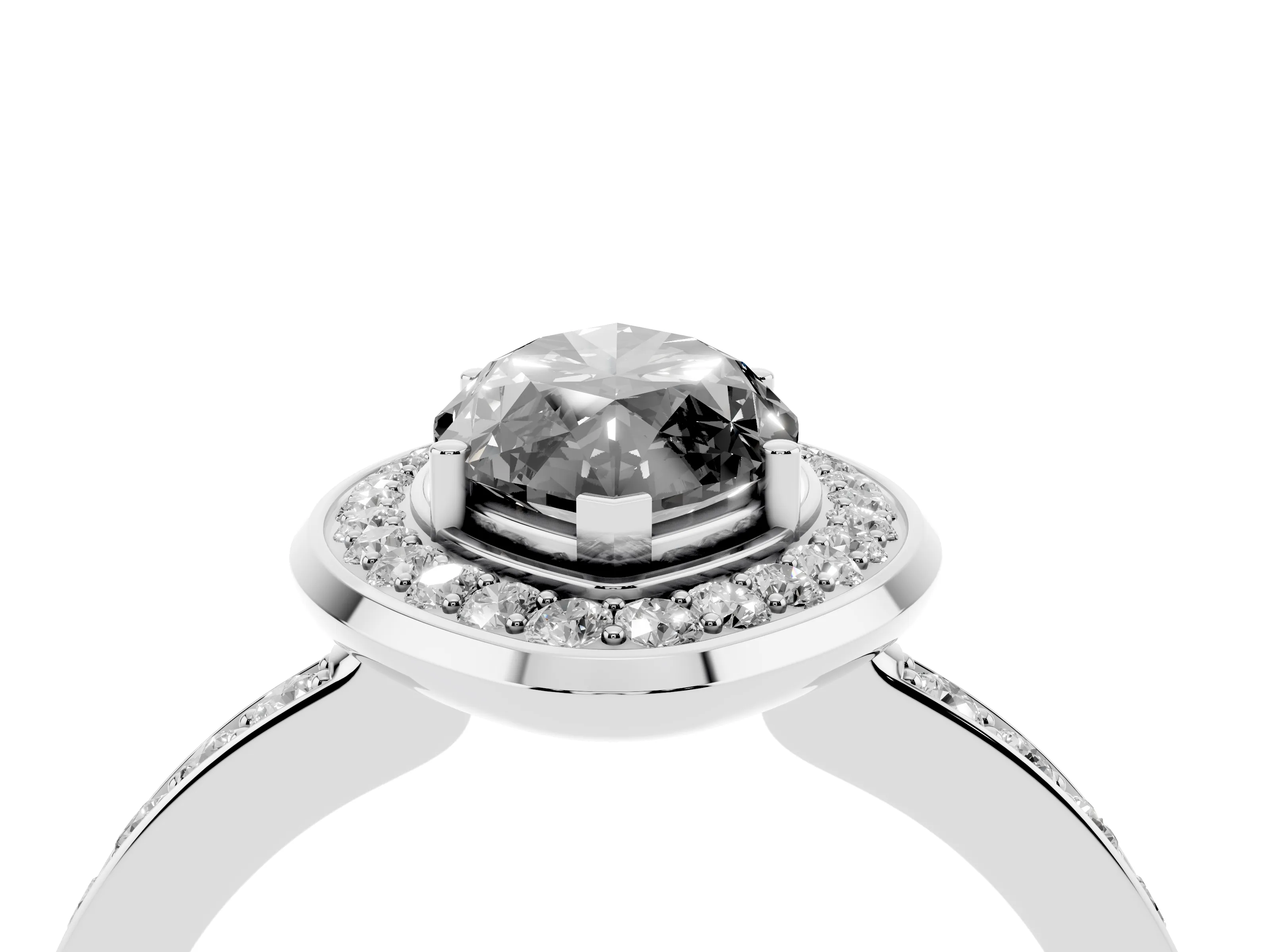 Fancy Black Marquise Cut Diamond Halo Ring Set in Silver with Bezel Frame and Pavé Band