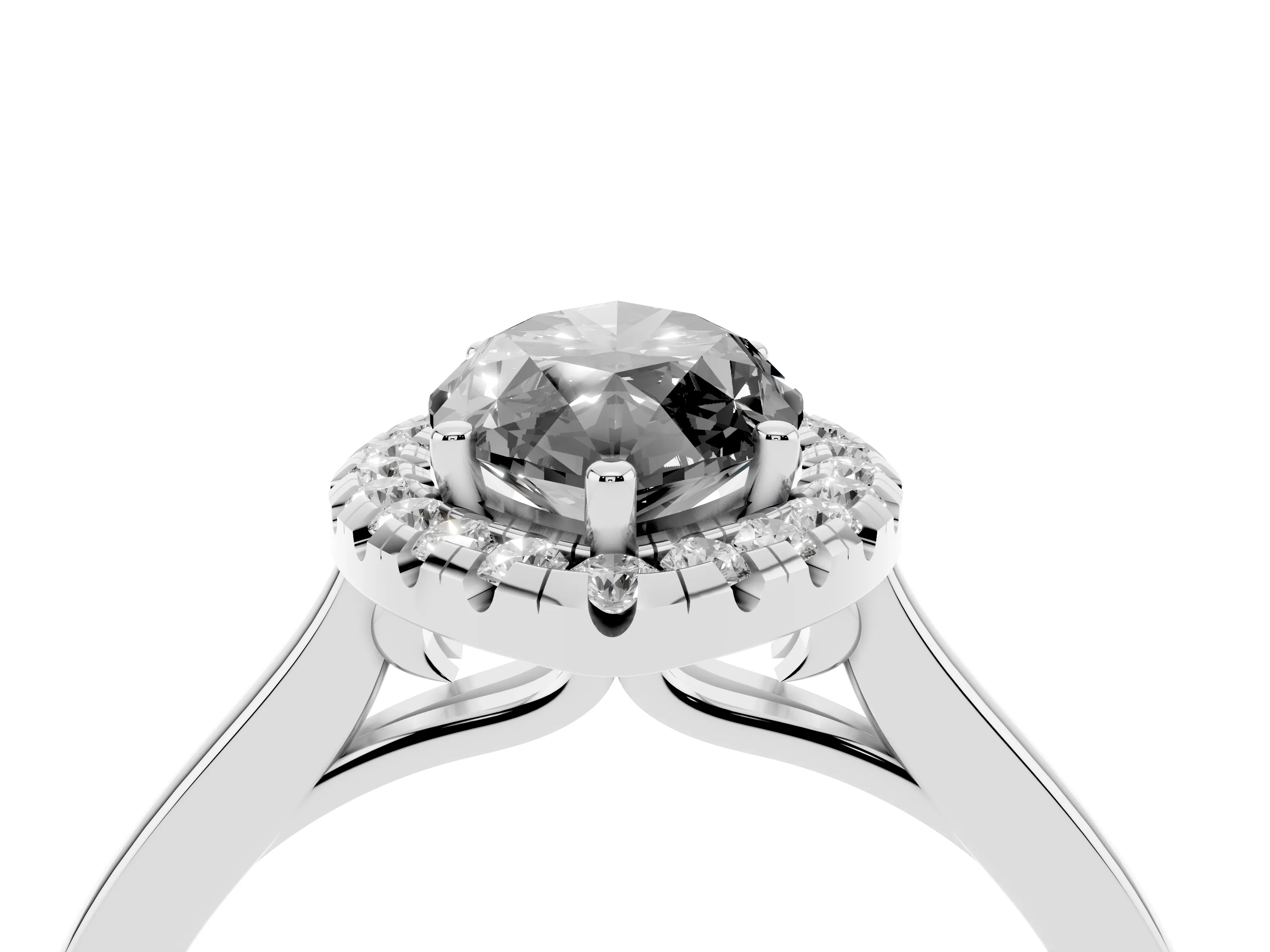 Fancy Black Marquise Cut Halo Round Diamond Solitaire Ring Set in Platinum with Pavé Band and Prong Setting