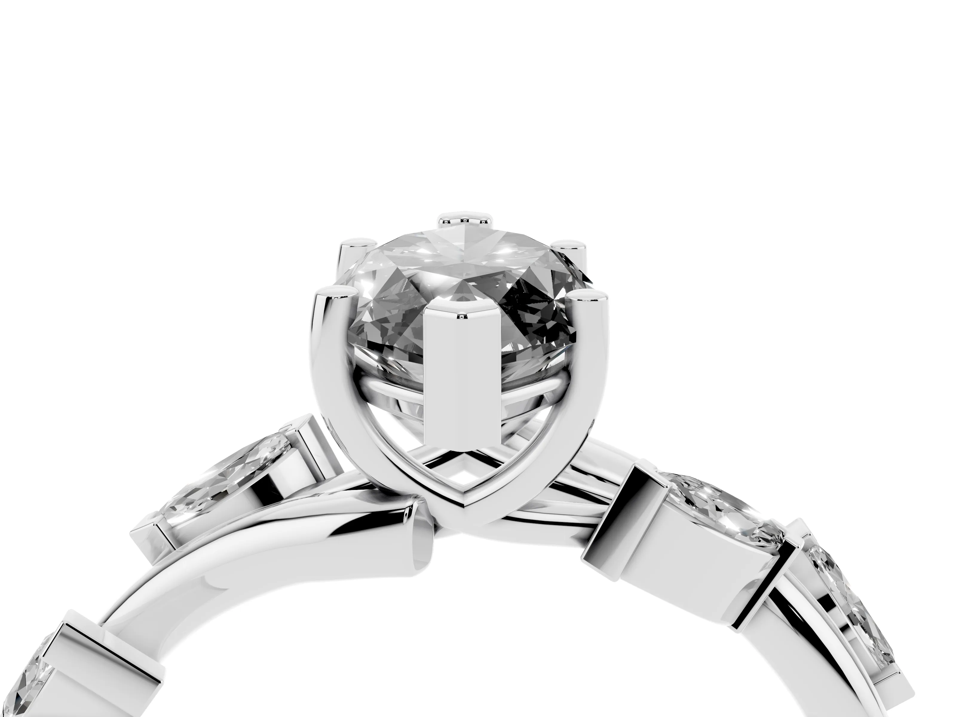 Fancy Black Marquise Cut Diamond Solitaire Ring Set in Platinum with Twisted Marquise Accent Band