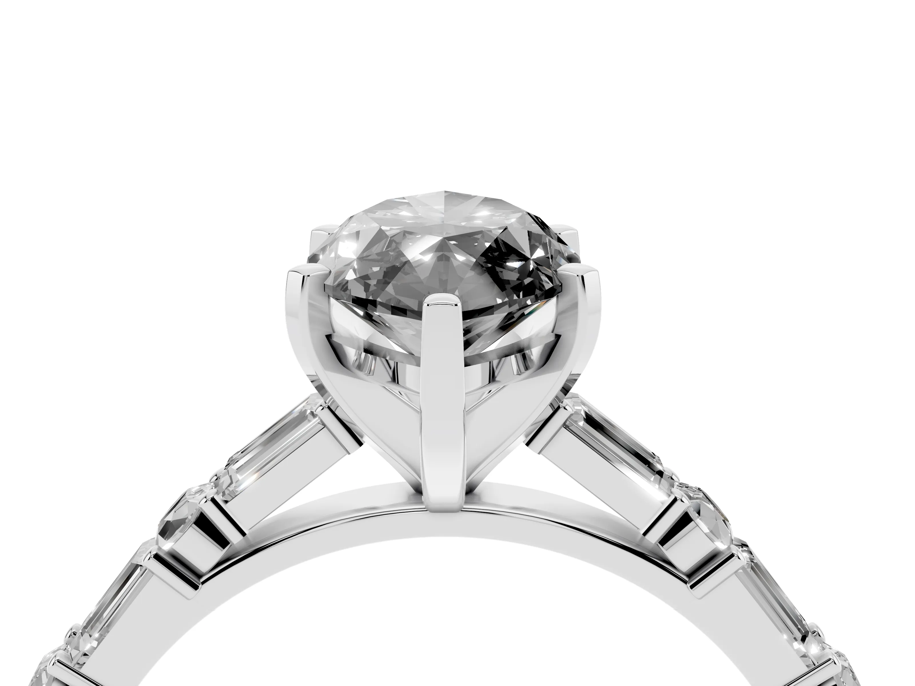 Fancy Black Marquise Cut Diamond Solitaire Set in Platinum with Side Baguettes and Channel Set Band