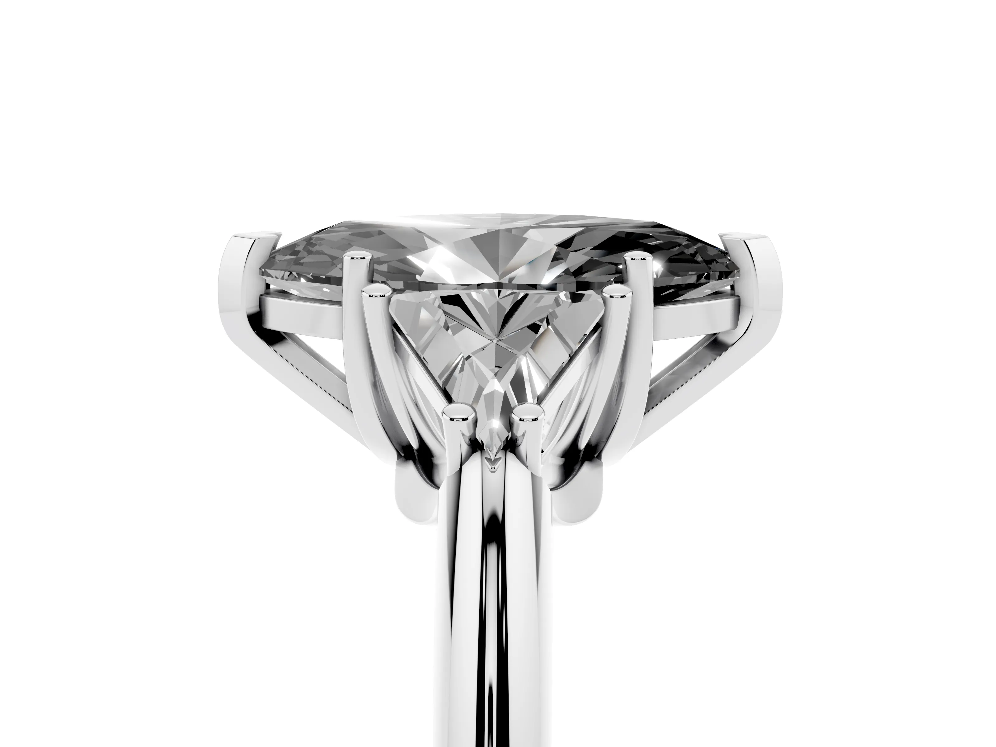 Fancy Black Marquise Cut Diamond Three-Stone Engagement Ring Set in Silver with Trillion Side Stones