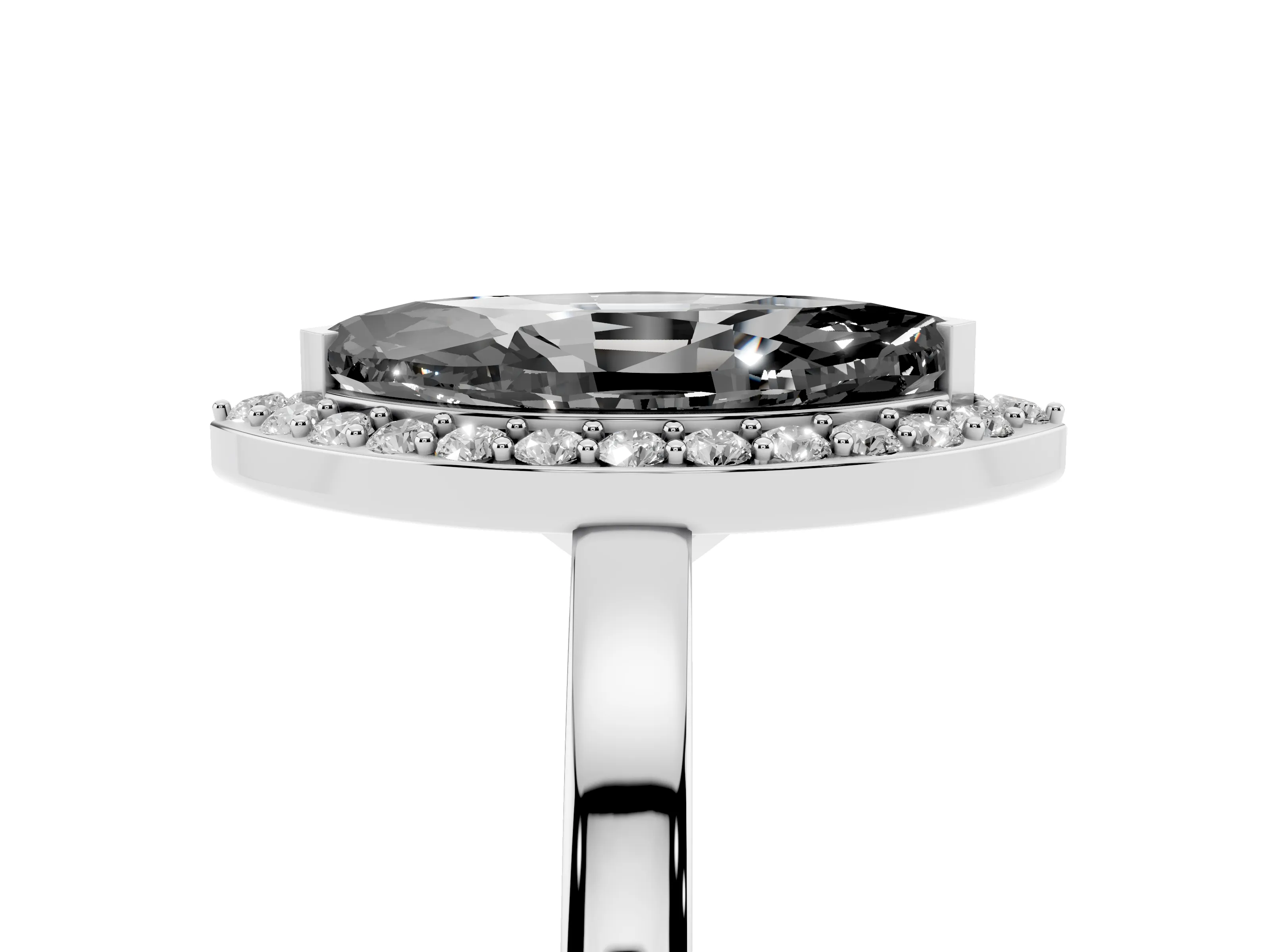 Fancy Black Marquise Cut Diamond Halo Ring Set in White gold with Solitaire Band and Prong Setting