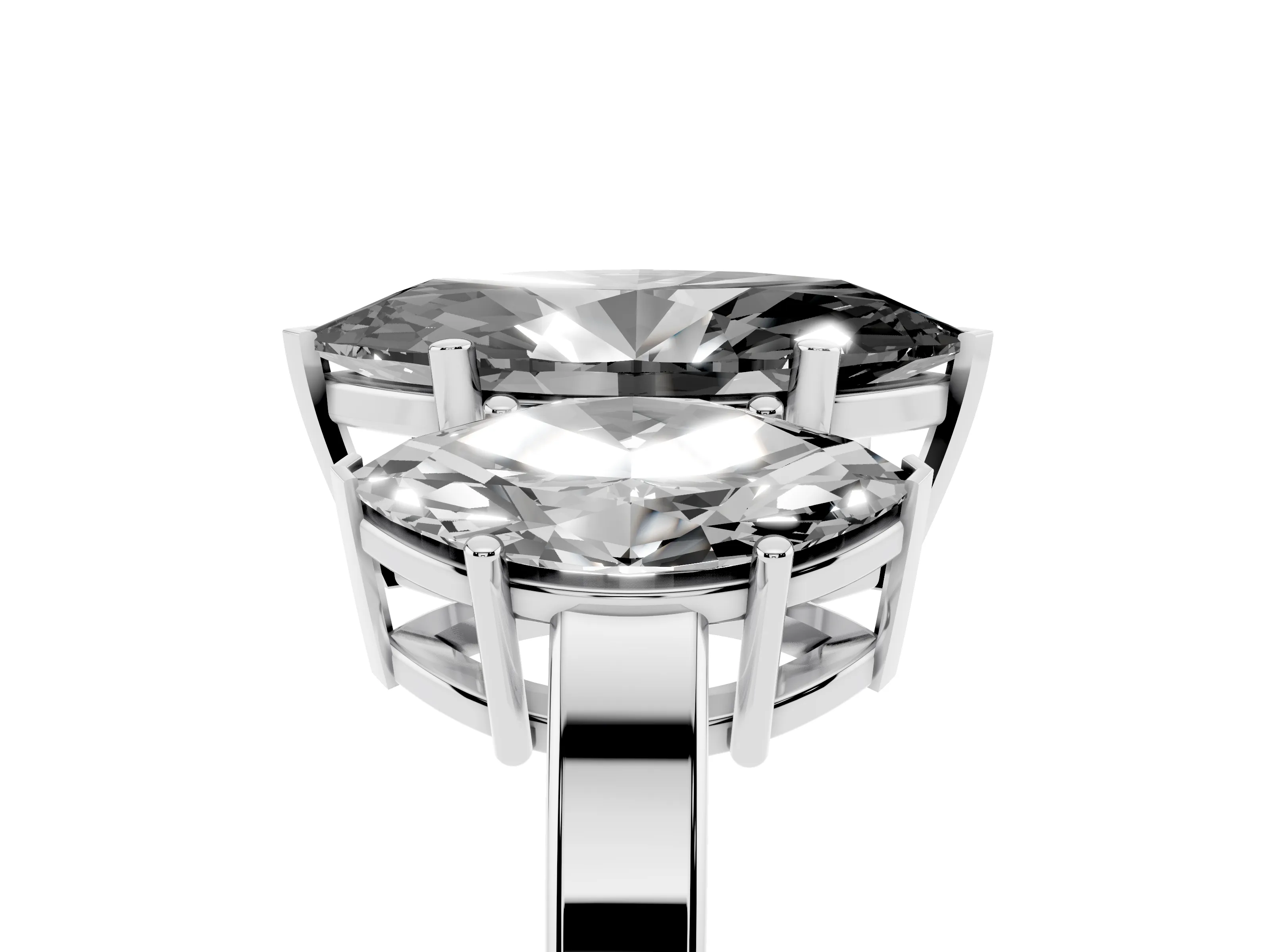 Fancy Black Marquise Cut Diamond Three-Stone Engagement Ring Set in Platinum with Flat Band