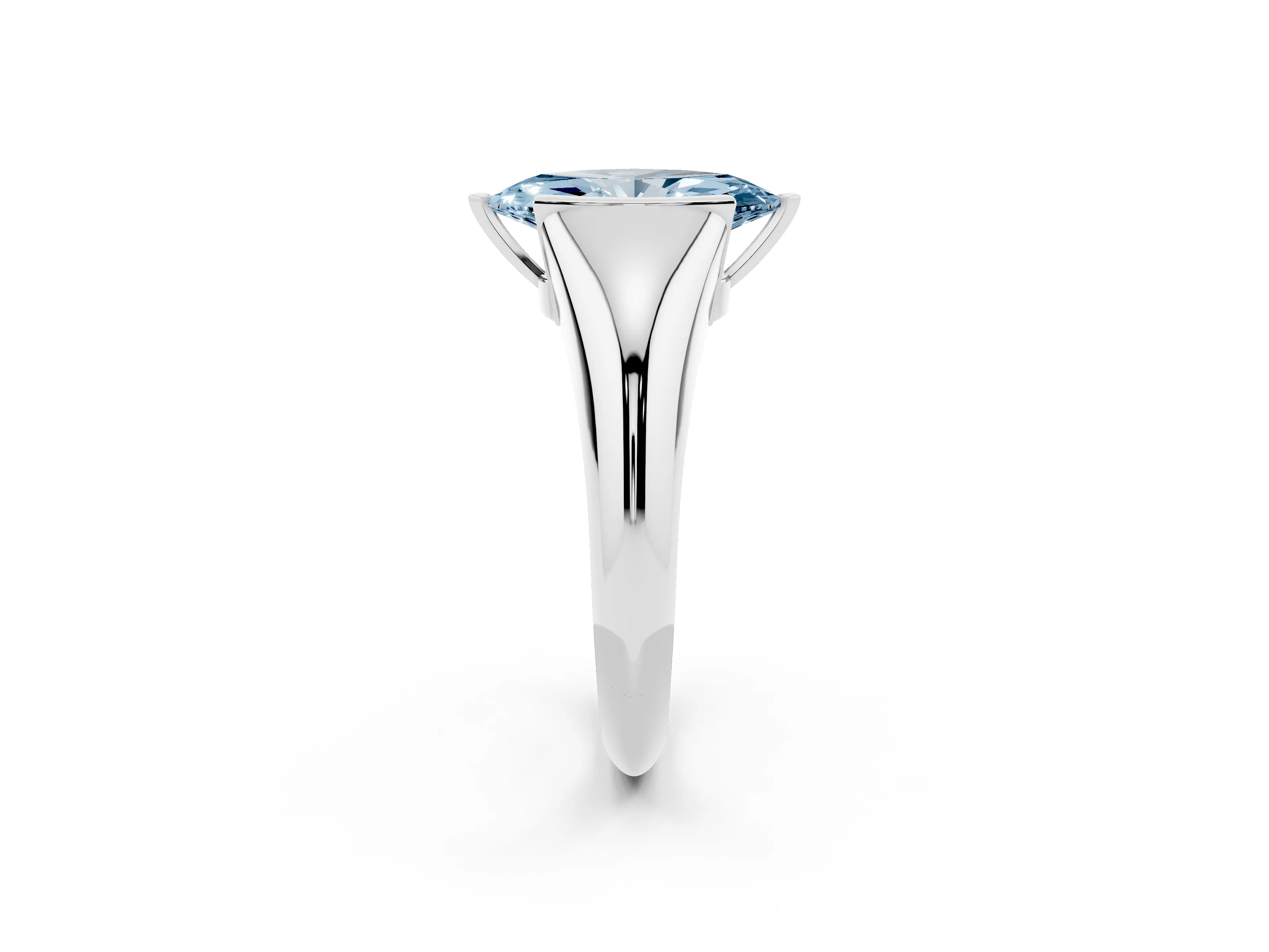 Fancy Blue Marquise Cut Diamond Solitaire Tension Set Ring Set in Platinum