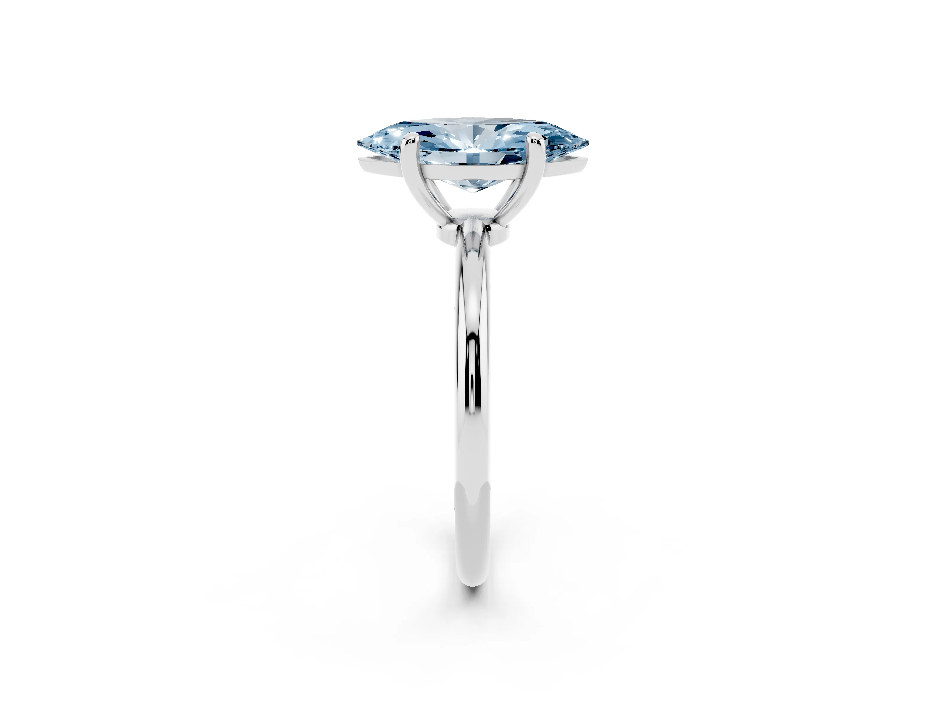 Fancy Blue Marquise Cut Diamond Solitaire Ring Set in Platinum with Secure Prong Setting on a Classic Band