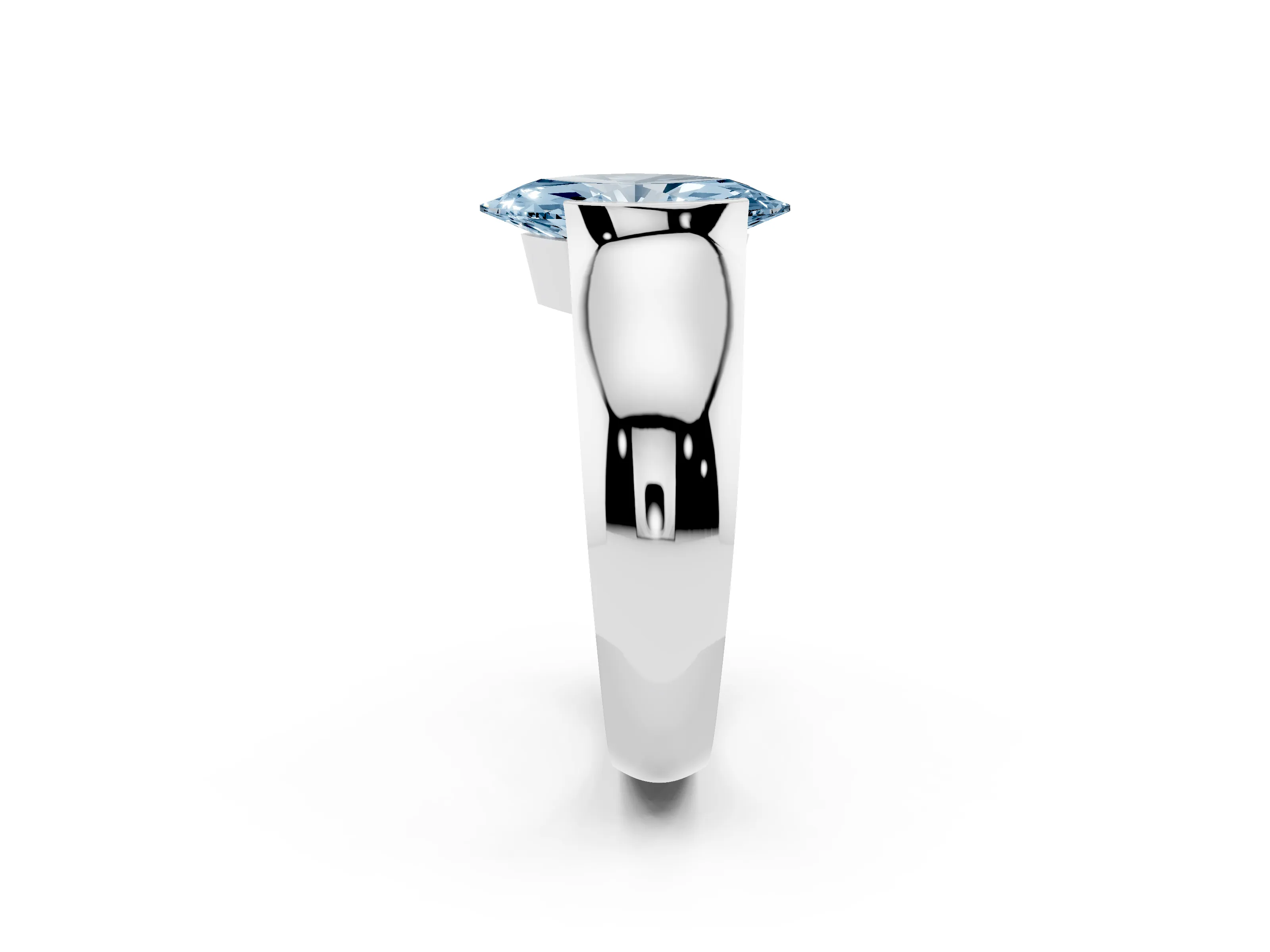 Fancy Blue Marquise Cut Diamond Bezel Solitaire Ring Set in White gold with Wide Band