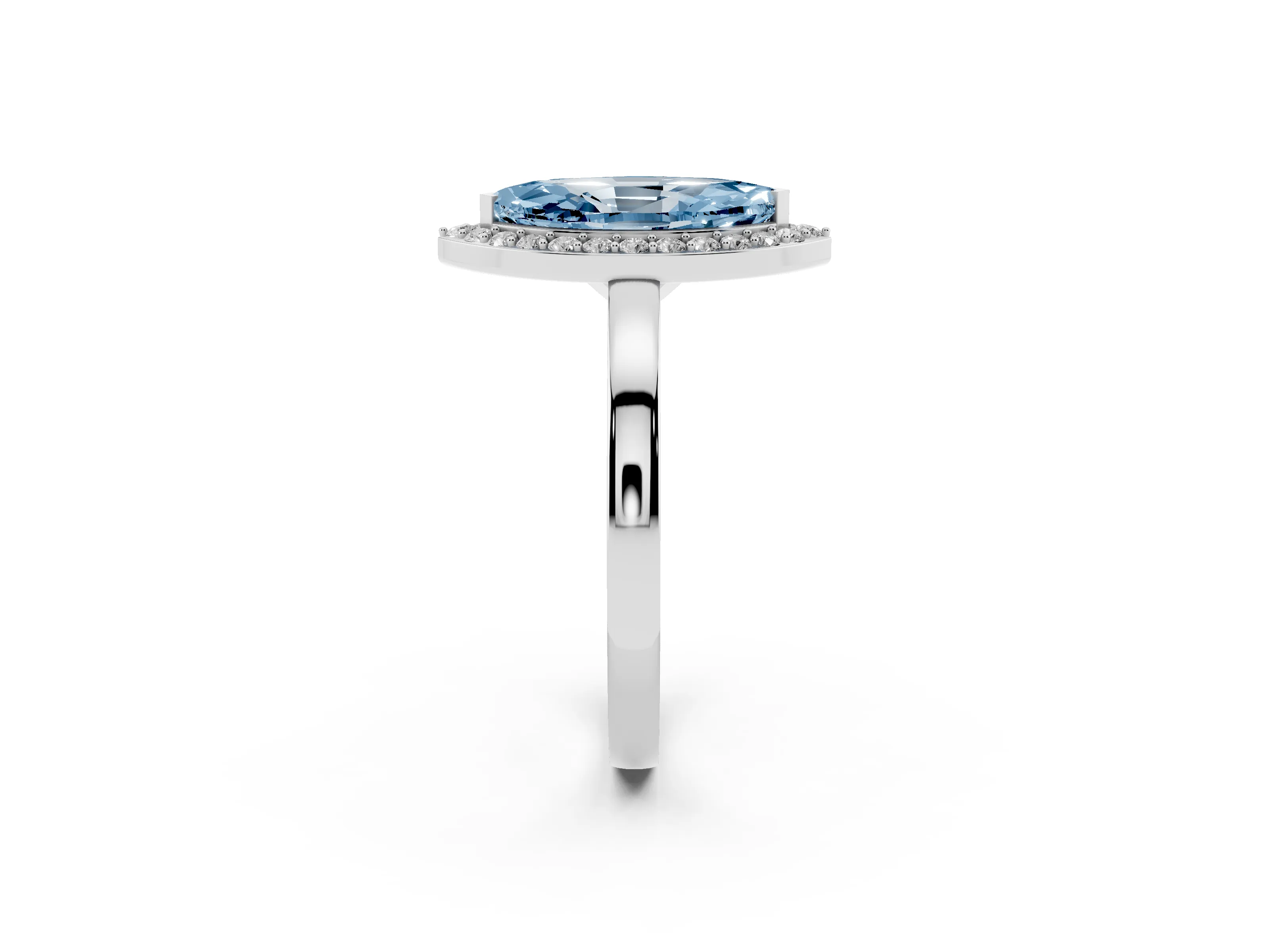 Fancy Blue Marquise Cut Diamond Halo Ring Set in Platinum with Solitaire Band and Prong Setting