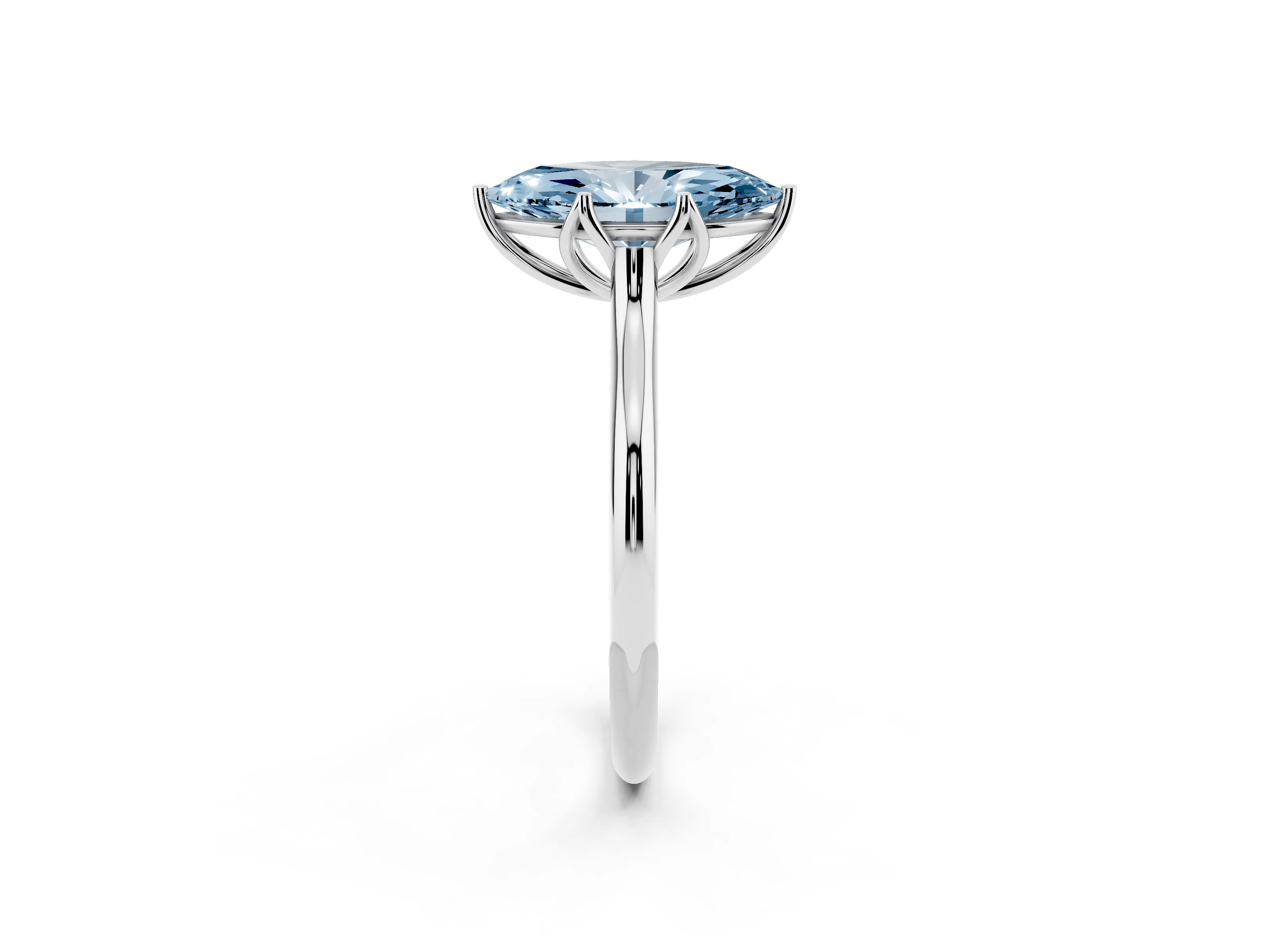Fancy Blue Marquise Cut Diamond Solitaire Cathedral Ring Set in Silver with Prong Setting