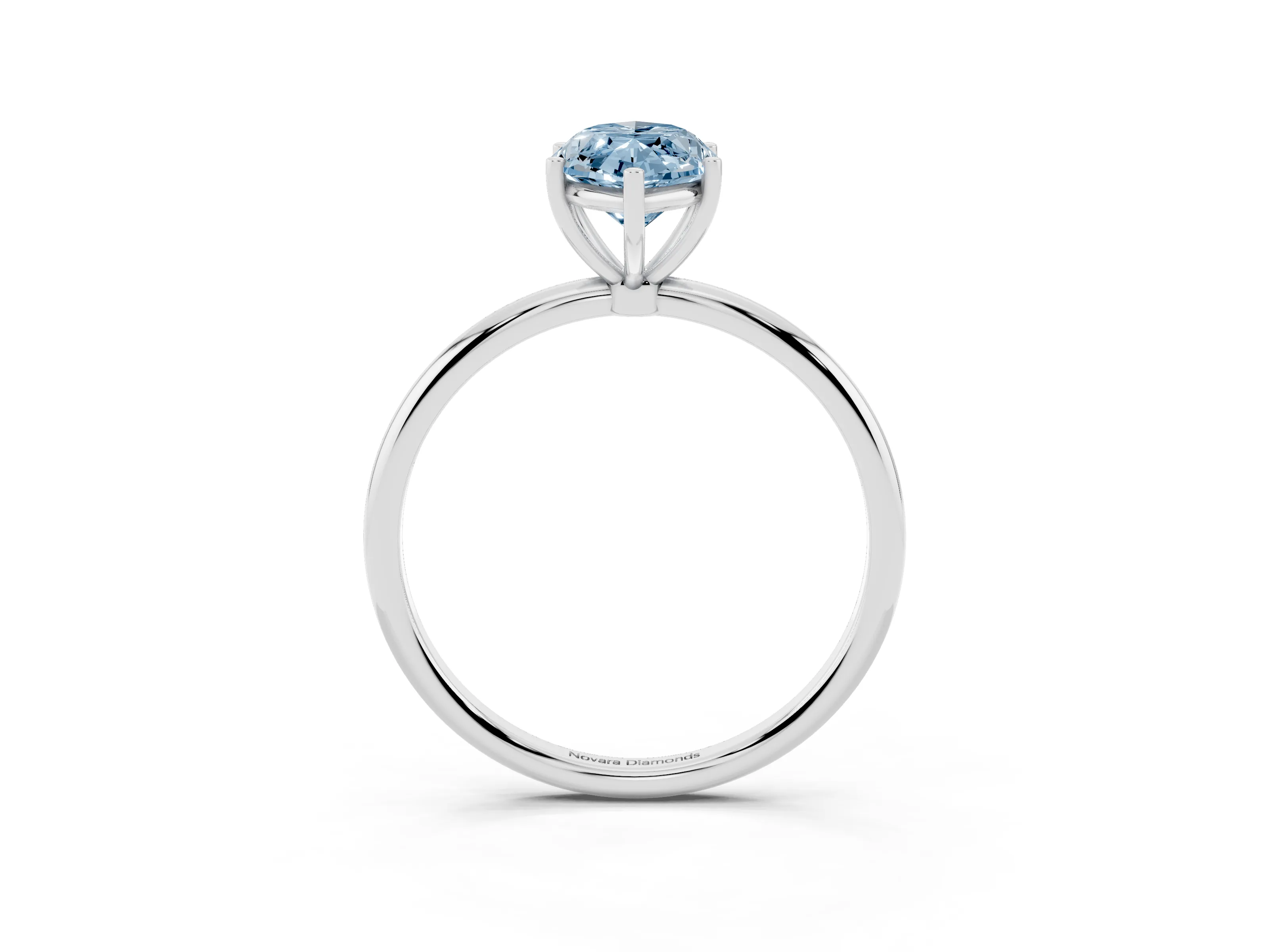 Fancy Blue Marquise Cut Diamond Solitaire Engagement Ring Set in Platinum with Thin Band and Prong Setting
