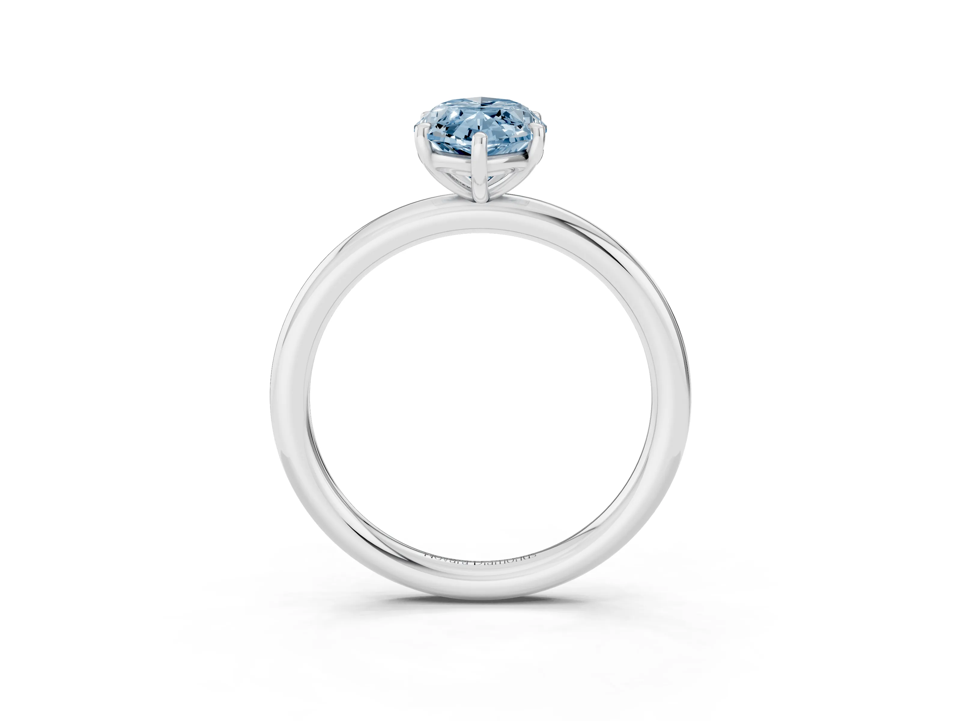 Fancy Blue Marquise Cut Diamond Solitaire Ring Set in Silver with Prong Setting on a Polished Plain Band