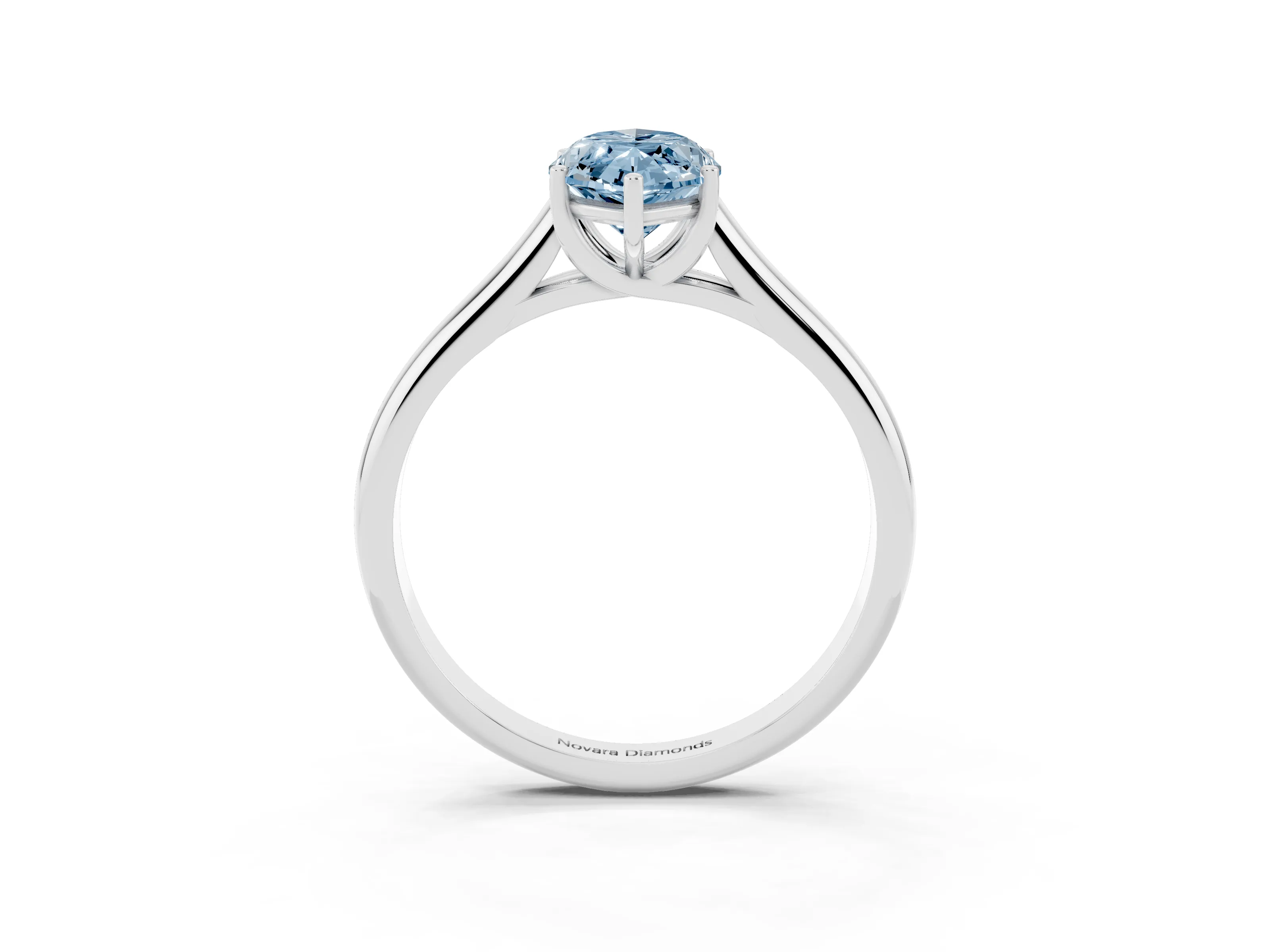 Fancy Blue Marquise Cut Diamond Solitaire Engagement Ring Set in White gold with Subtly Tapered Band and Prong Setting