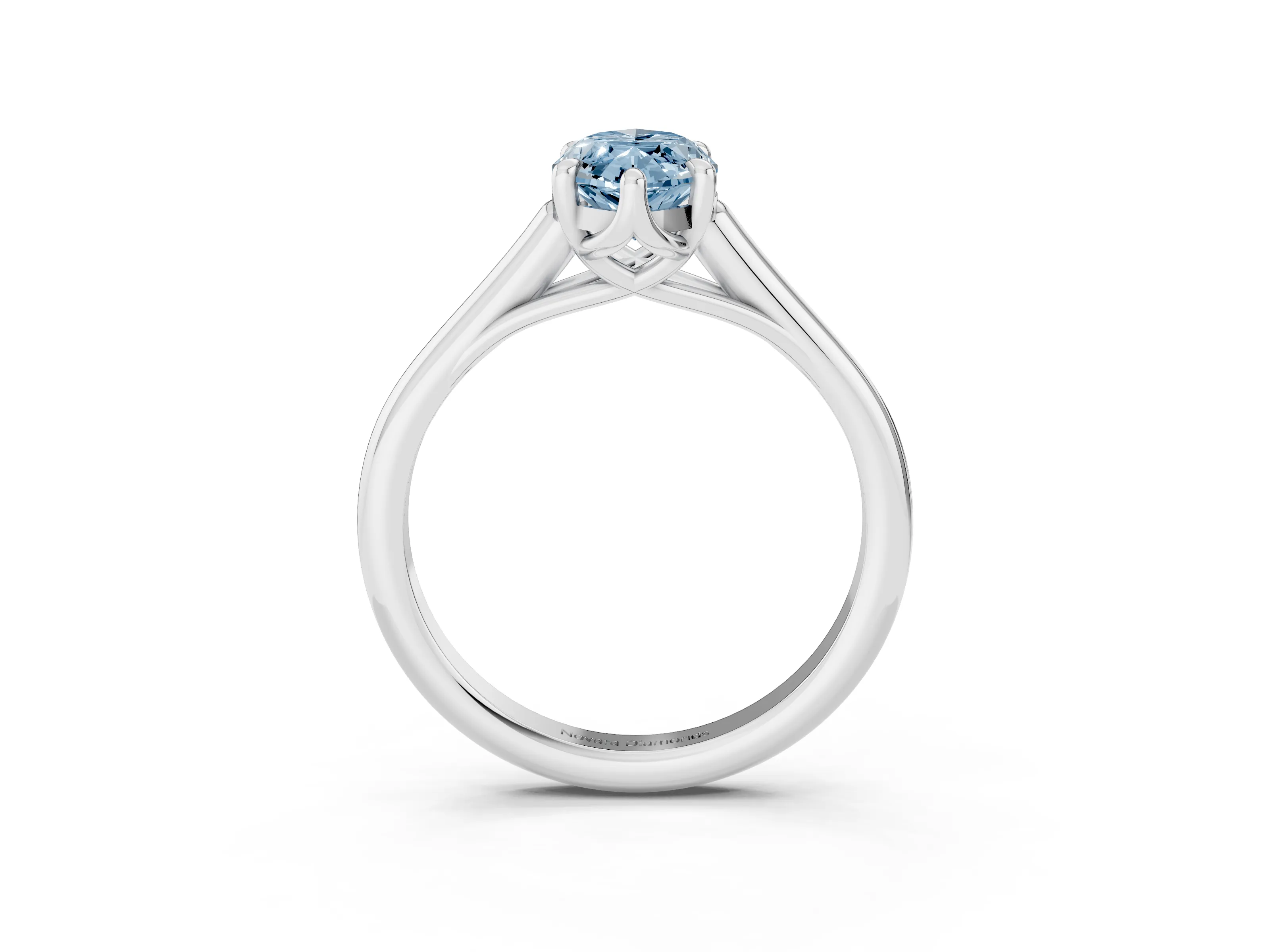 Fancy Blue Marquise Cut Diamond Solitaire Engagement Ring Set in White gold with Prong Setting and Plain Classic Band