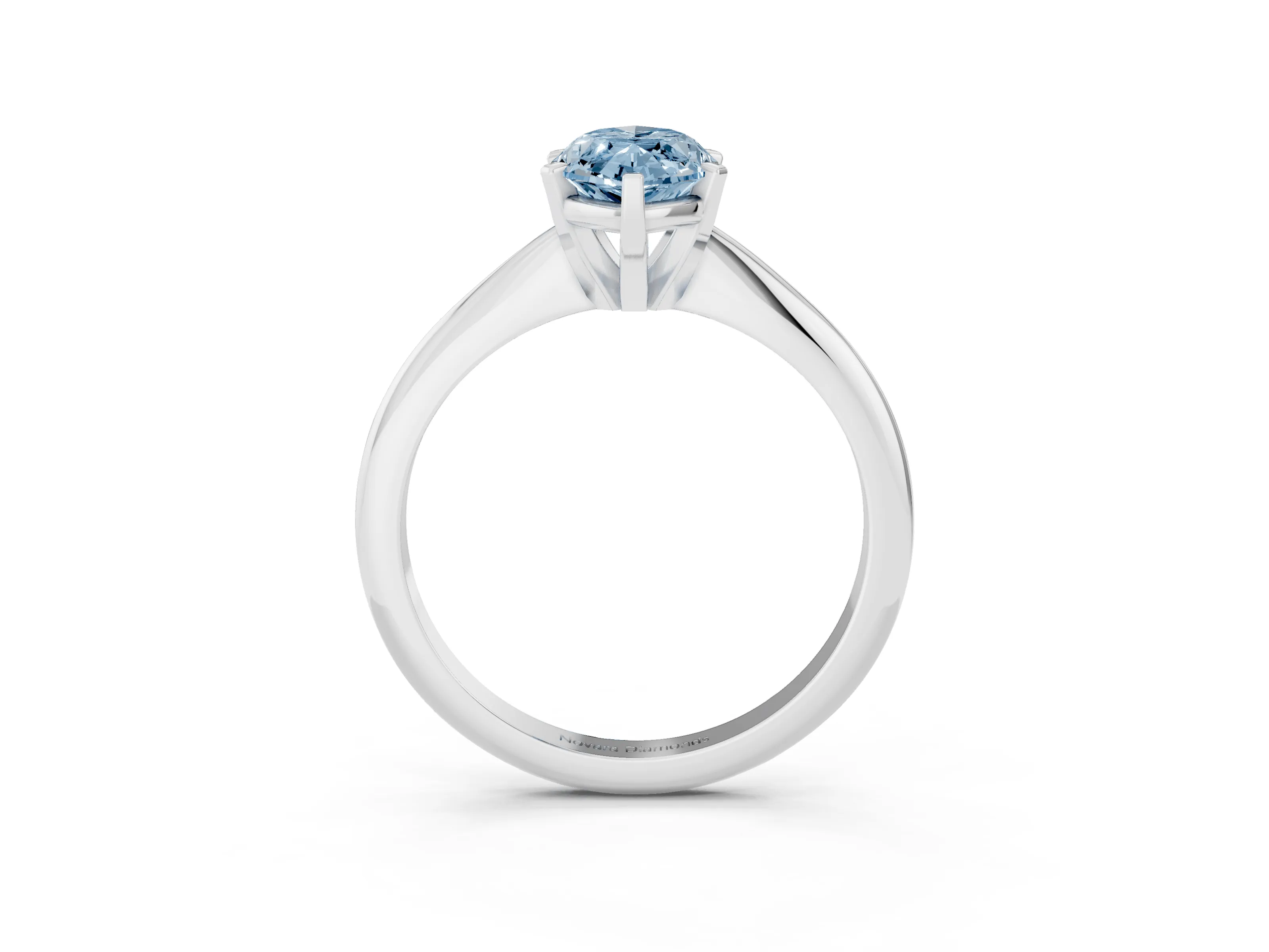 Fancy Blue Marquise Cut Diamond Solitaire Ring Set in Platinum with Prong Setting on a Plain Round Band