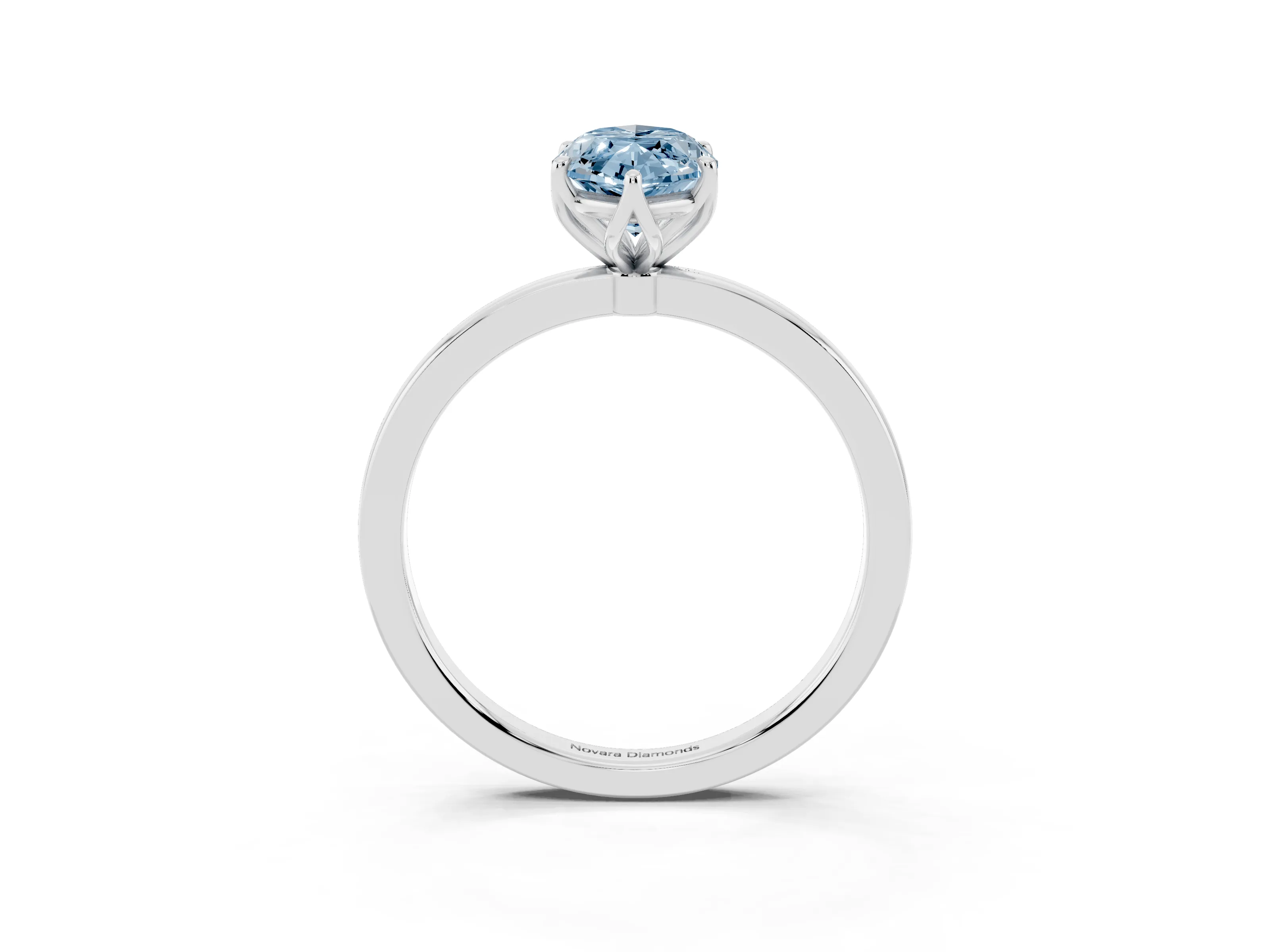 Fancy Blue Marquise Cut Diamond Solitaire Ring Set in White gold with Prong Setting and Thin Polished Band