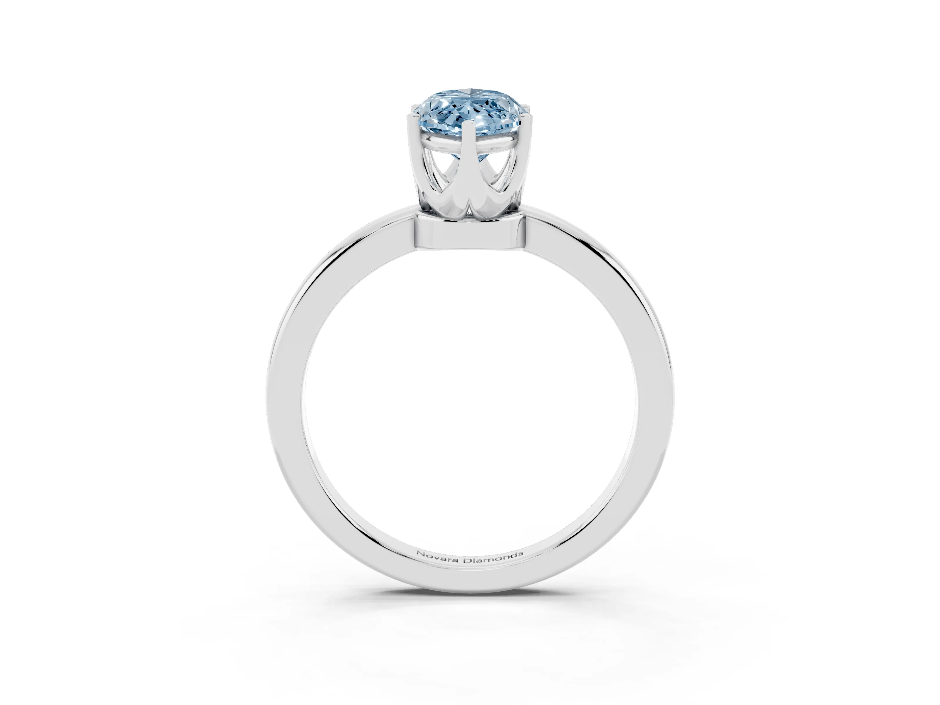 Fancy Blue Marquise Cut Diamond Solitaire Ring Set in White gold with Raised Prong Setting on a Classic Band