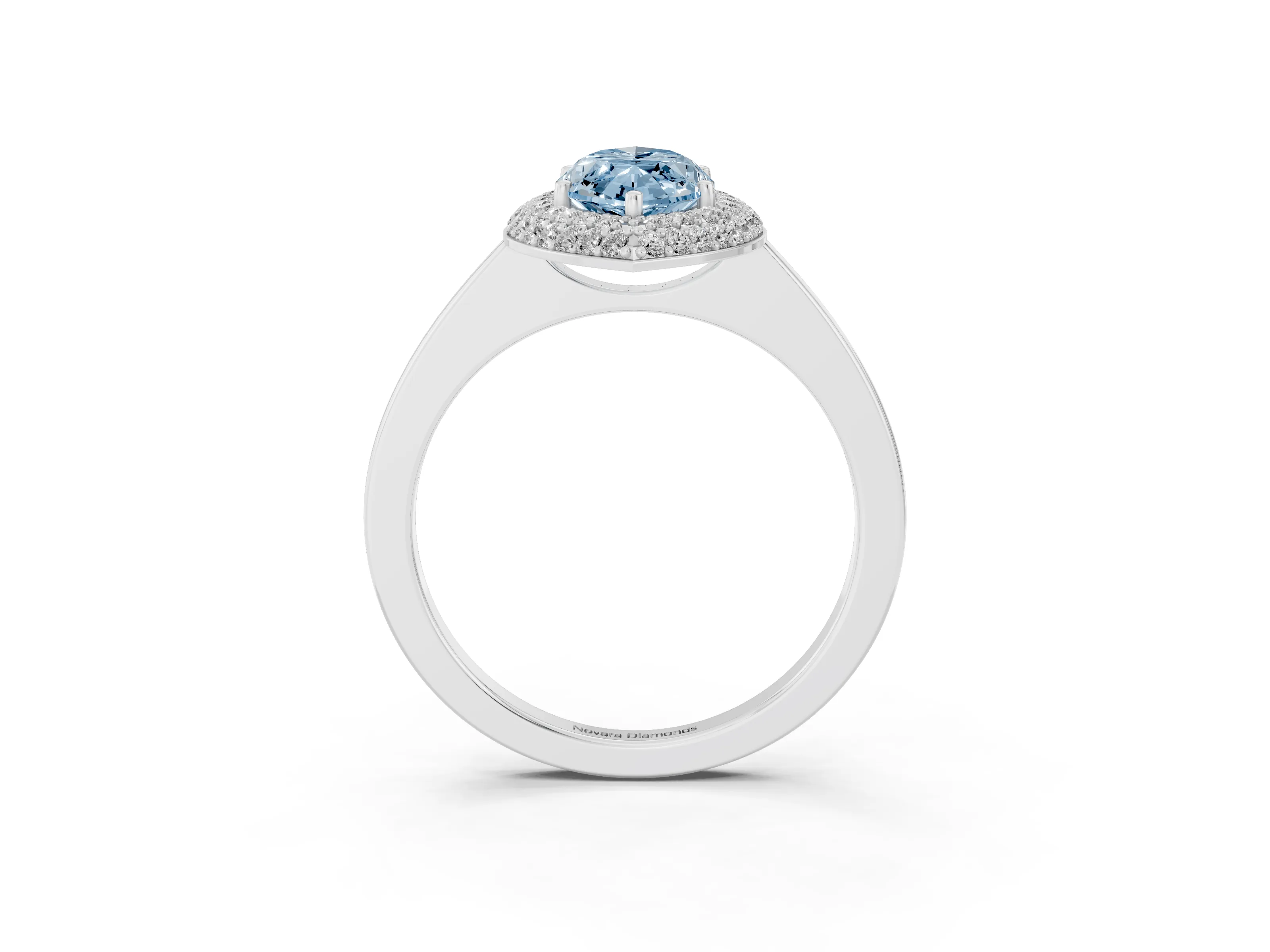 Fancy Blue Marquise Cut Diamond Halo Engagement Ring Set in Platinum with Solitaire Band and Prong Setting