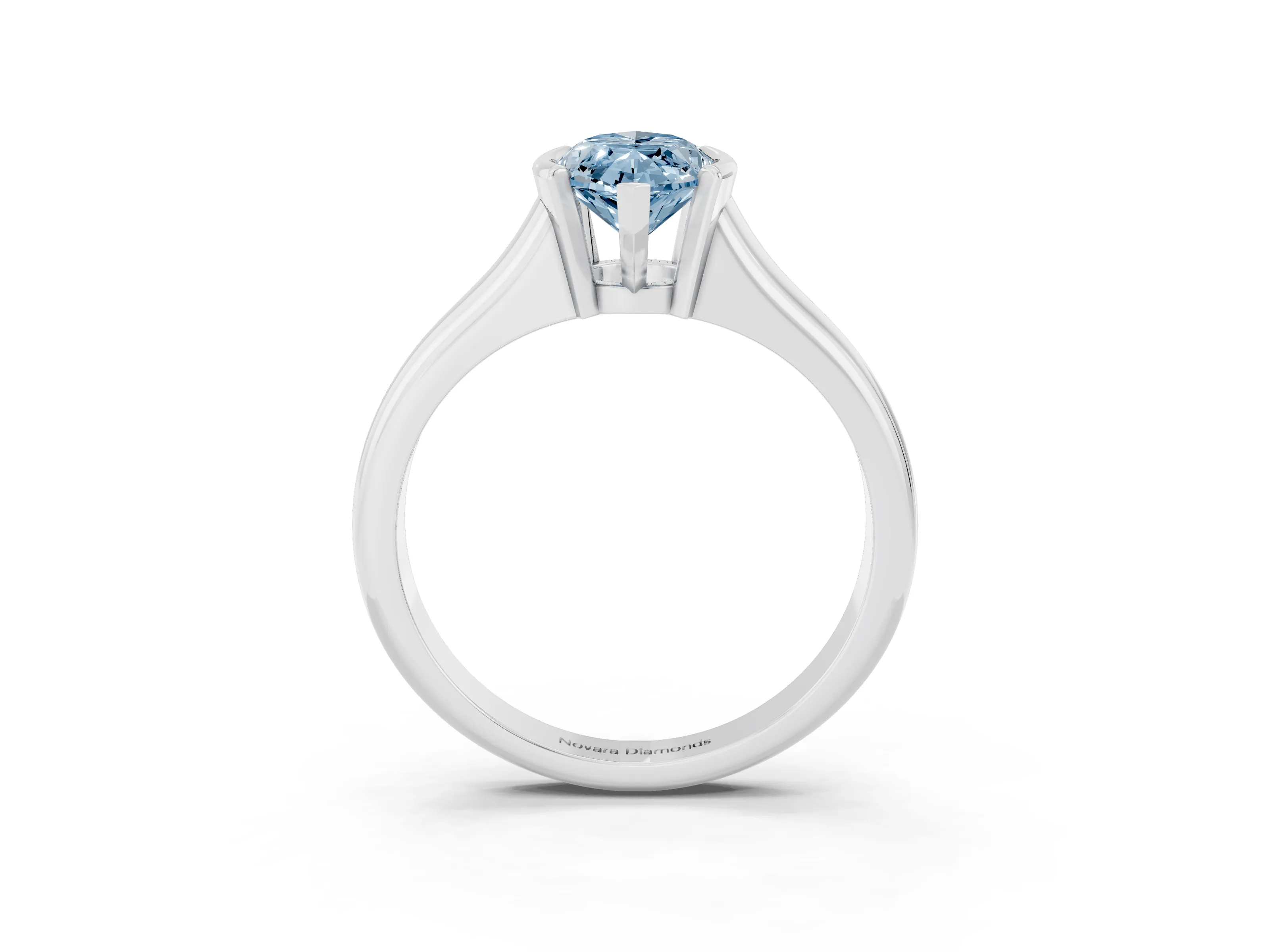 Fancy Blue Marquise Cut Diamond Solitaire Tension Set Ring Set in White gold with Split Shank Band