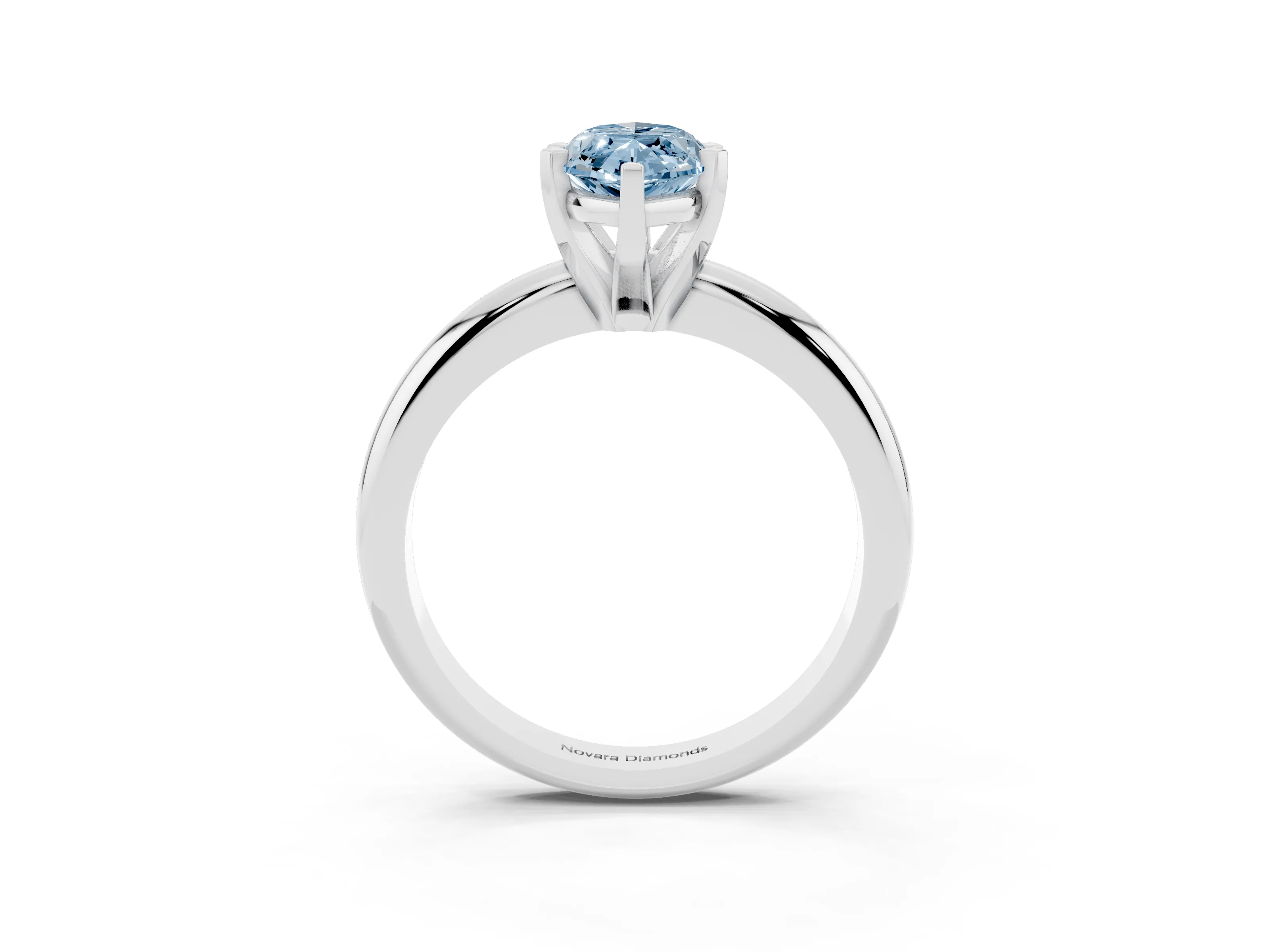 Fancy Blue Marquise Cut Diamond Solitaire Engagement Ring Set in White gold with Round Band and Prong Setting