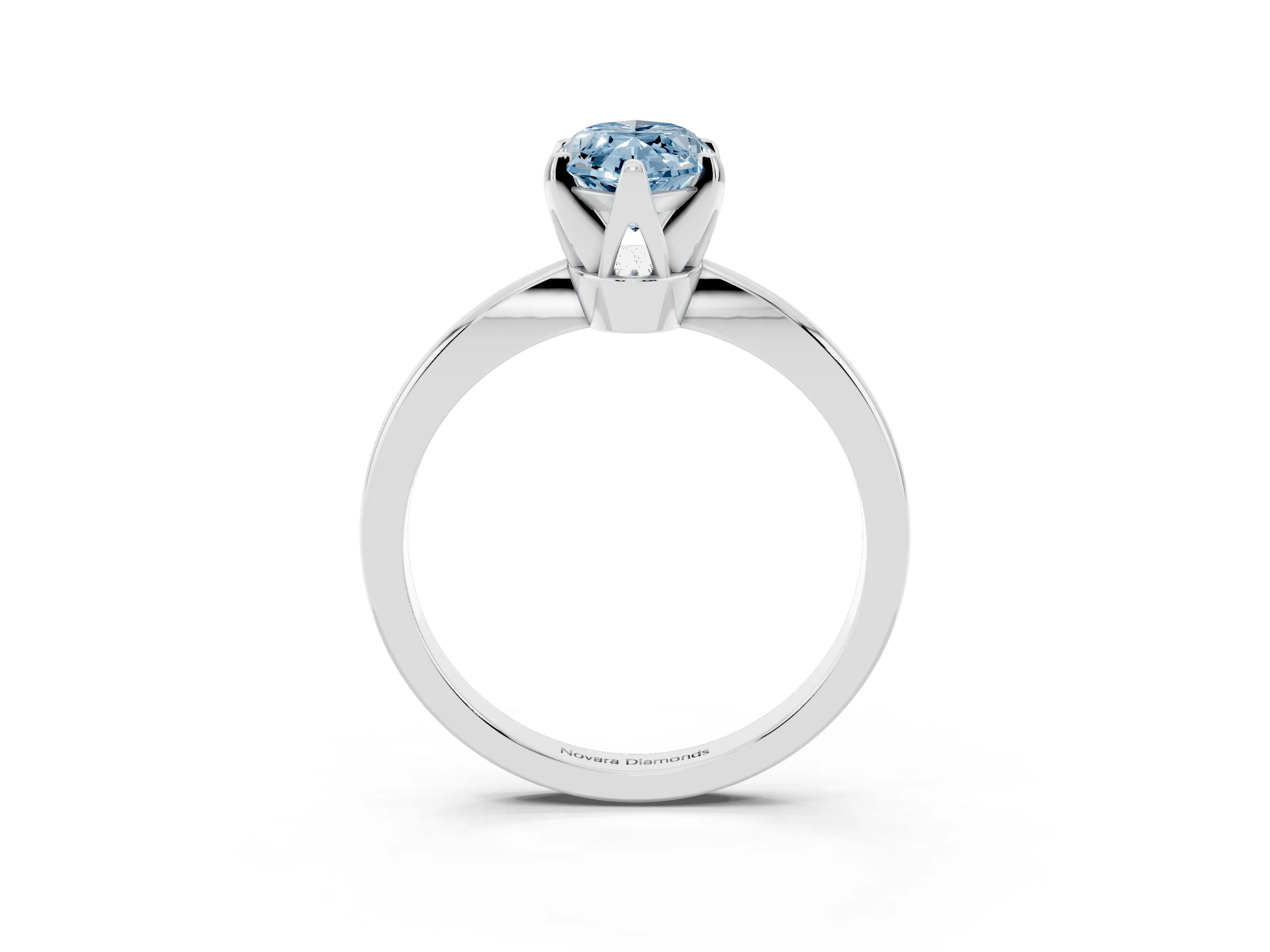 Fancy Blue Marquise Cut Diamond Solitaire Engagement Ring Set in Silver with Slim Tapered Solitaire Band