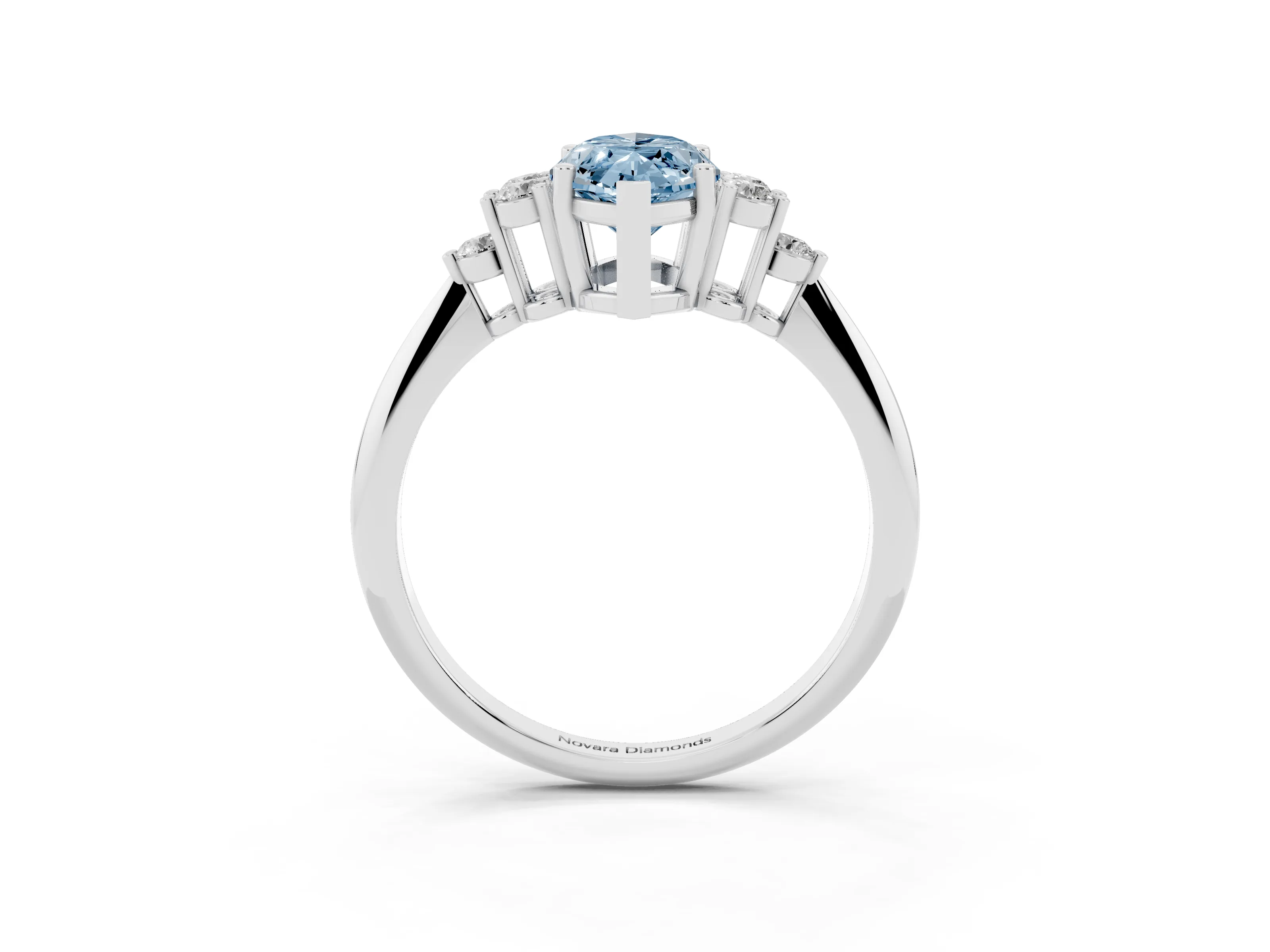 Fancy Blue Marquise Cut Diamond Cluster Ring Set in Silver with Plain Band and Prong Setting