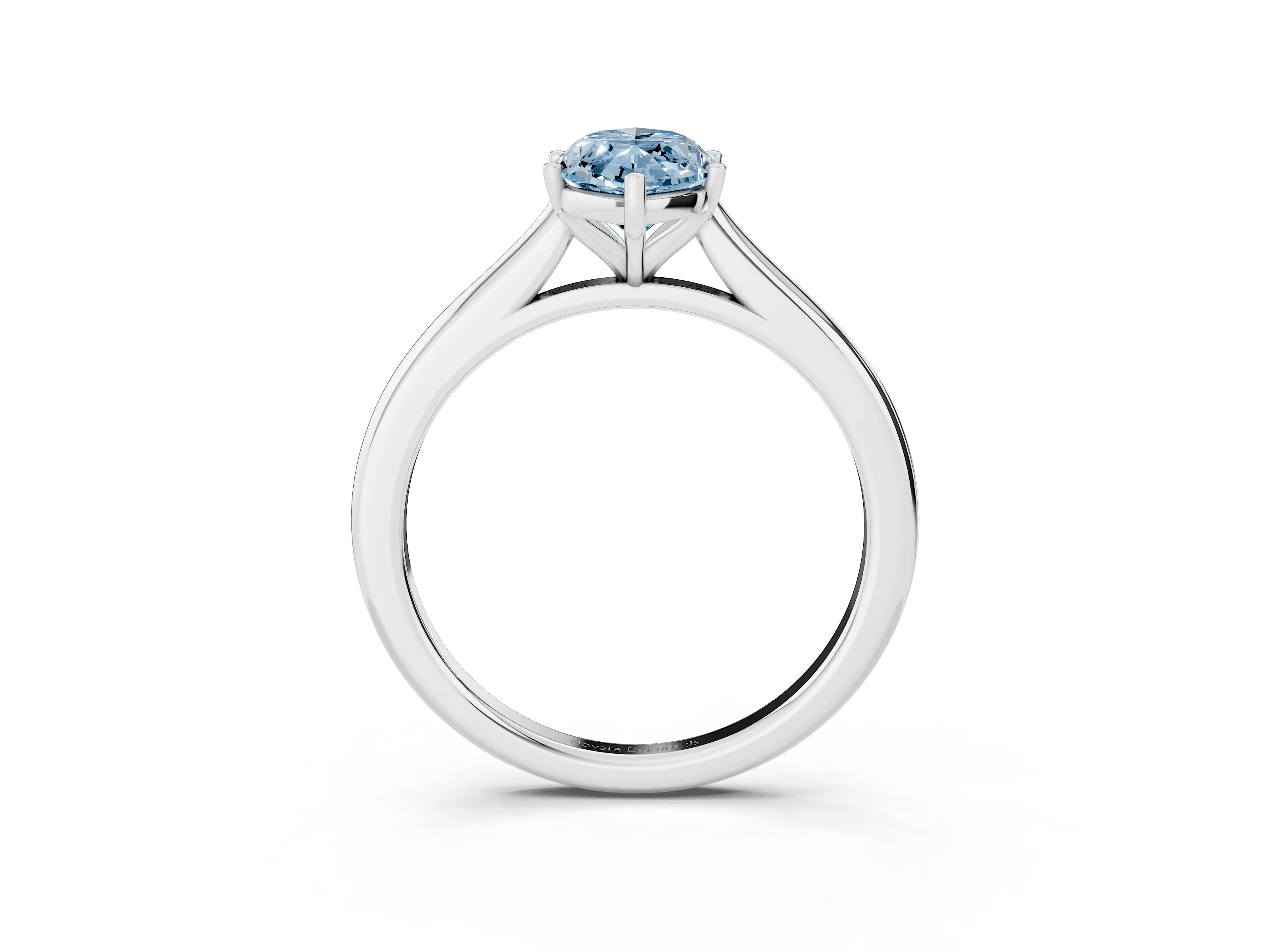 Fancy Blue Marquise Cut Diamond Solitaire Ring Set in Platinum with Cathedral Band and Prong Setting