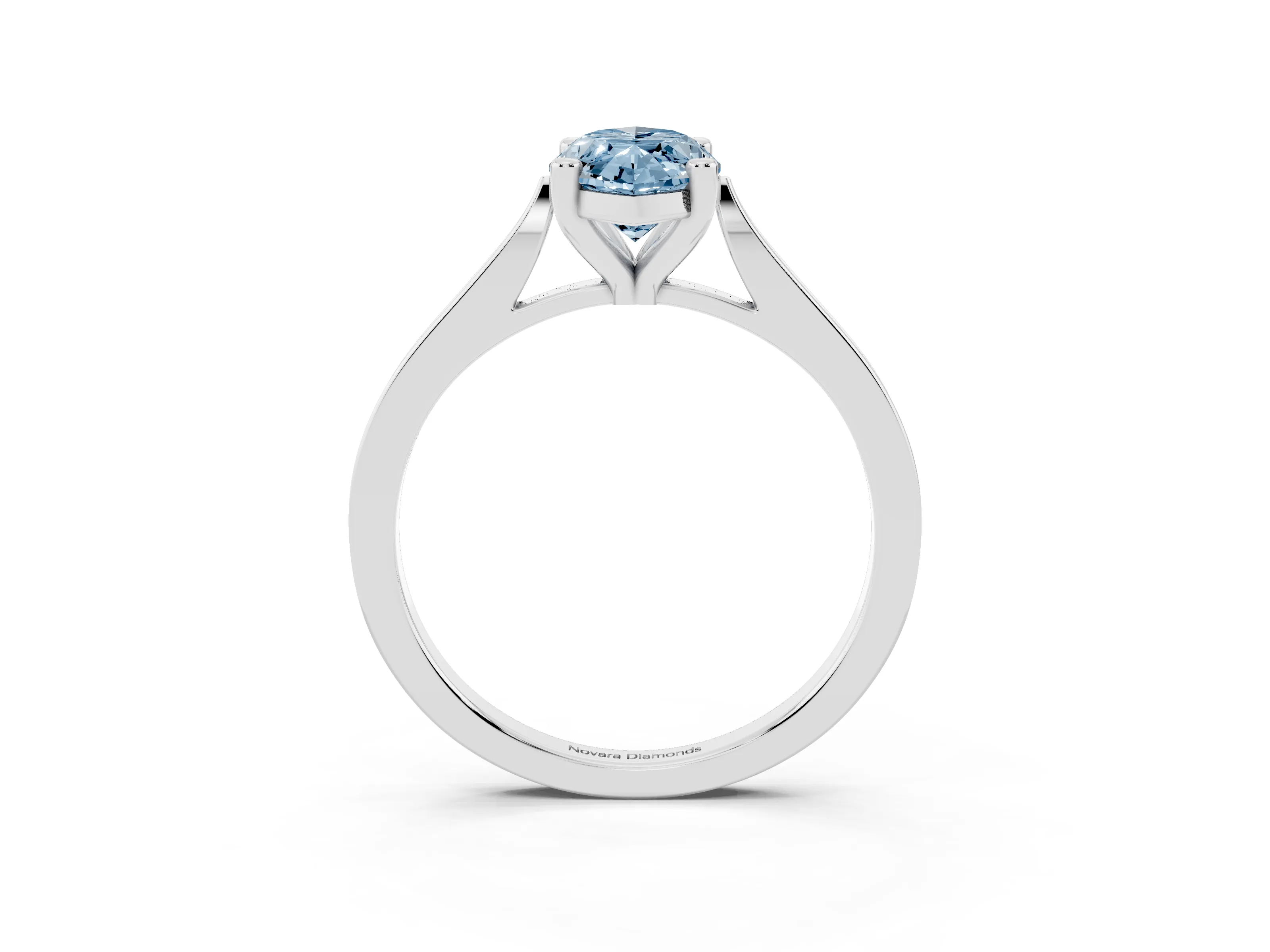 Fancy Blue Marquise Cut Diamond Solitaire Ring Set in Silver with Prong Setting and Tapered Band