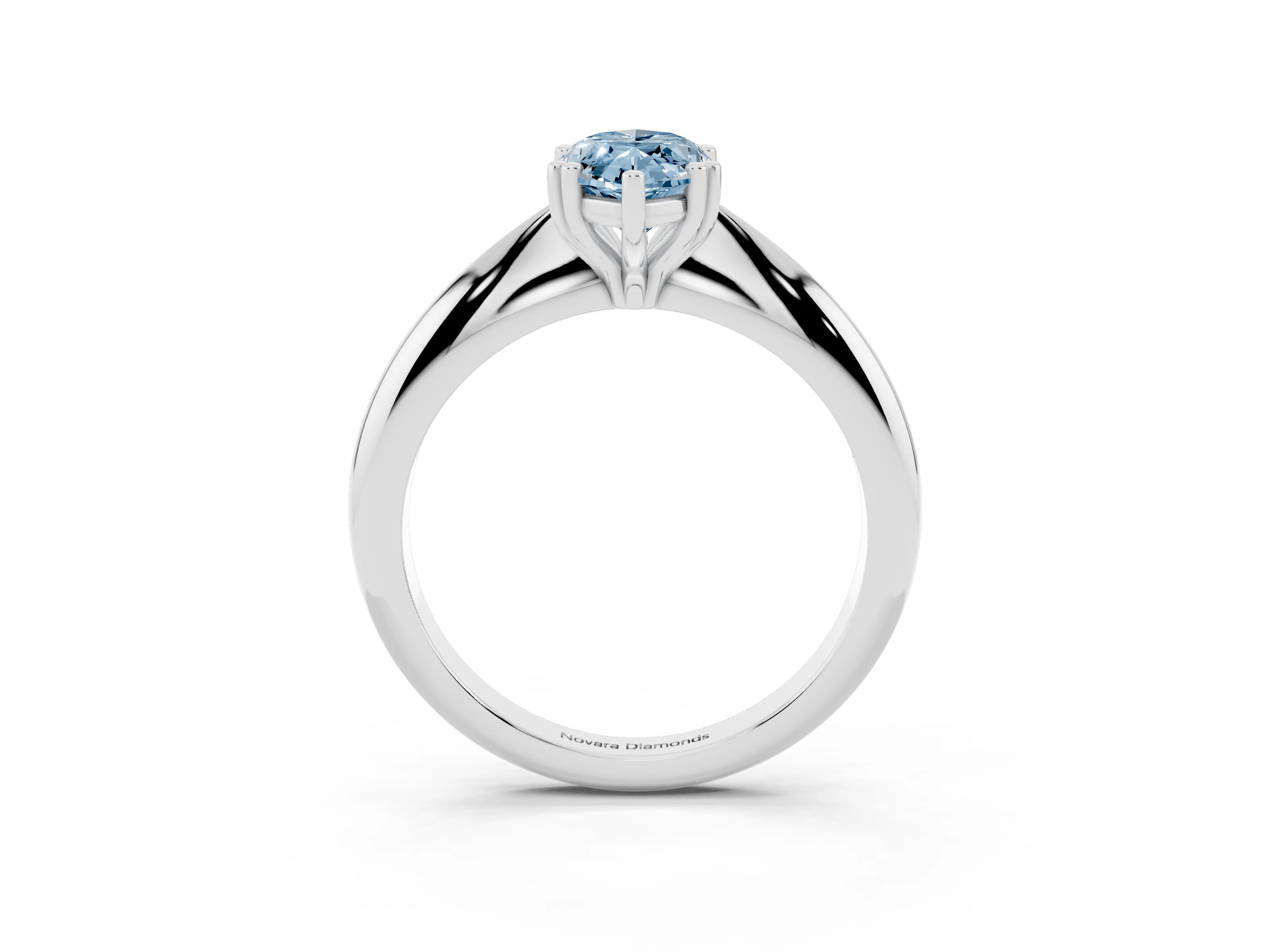 Fancy Blue Marquise Cut Diamond Solitaire Engagement Ring Set in Platinum with Tapered Band and Prong Setting