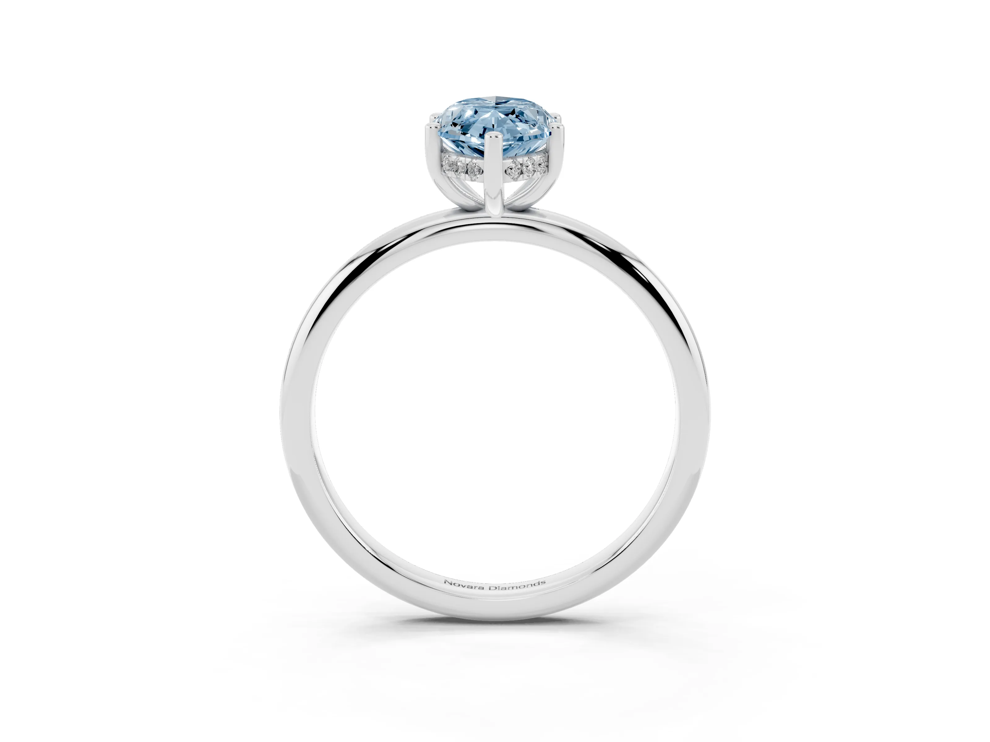 Fancy Blue Marquise Cut Diamond Solitaire Engagement Ring Set in Silver with Prong Setting and Polished Band
