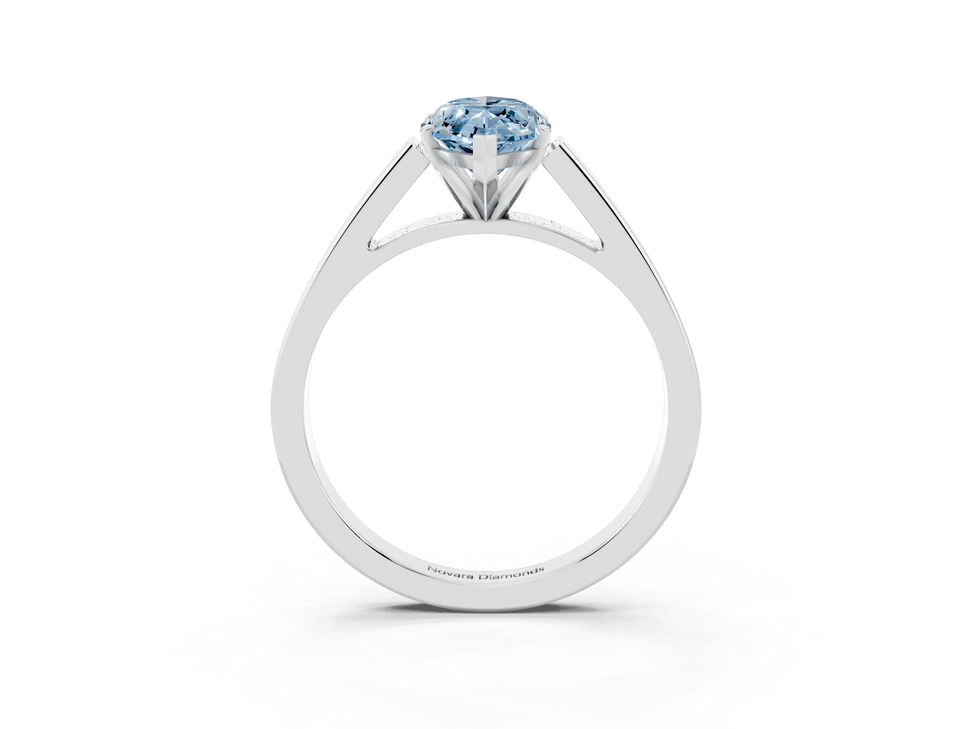 Fancy Blue Marquise Cut Diamond Solitaire Engagement Ring Set in White gold with Prong Setting and Tapered Band