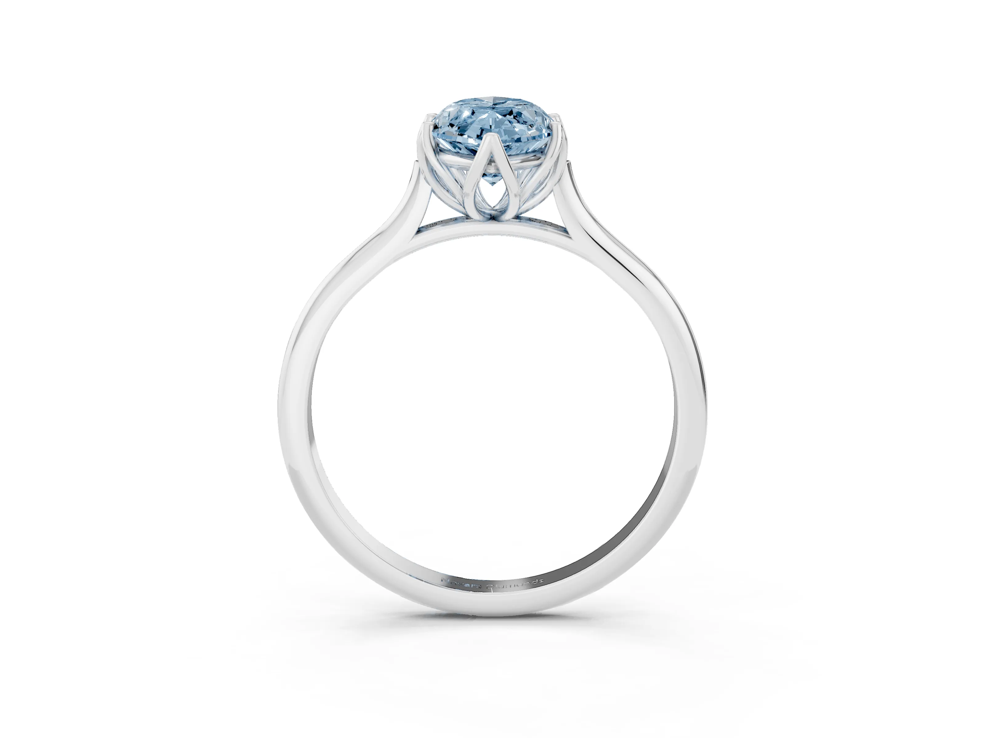 Fancy Blue Marquise Cut Diamond Solitaire Cathedral Ring Set in Silver with Prong Setting
