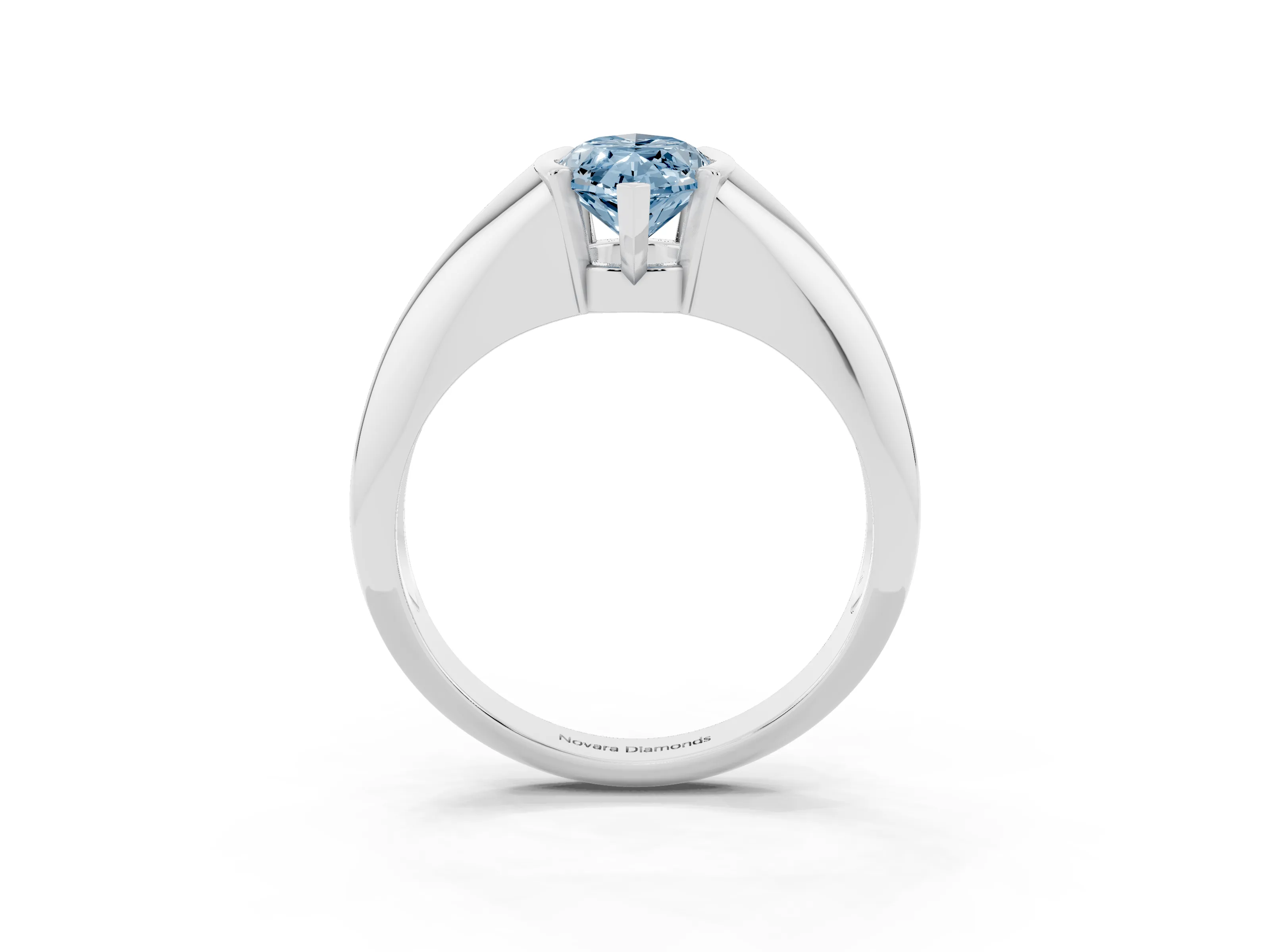 Fancy Blue Marquise Cut Diamond Solitaire Tension Set Ring Set in Platinum