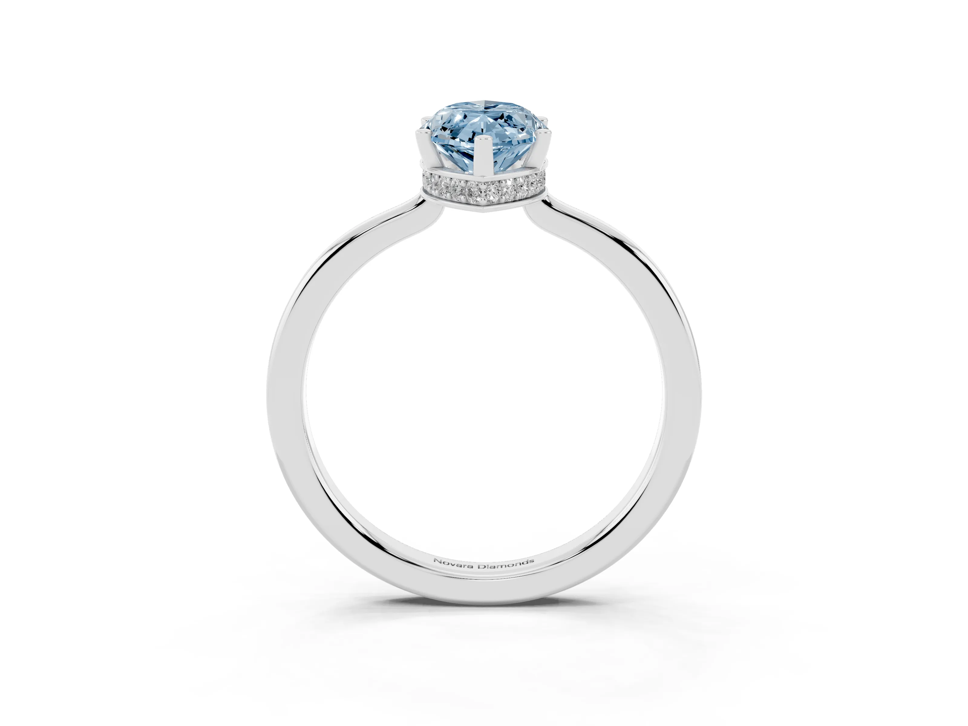 Fancy Blue Marquise Cut Diamond Solitaire Engagement Ring Set in White gold with Prong Setting on a Plain Band