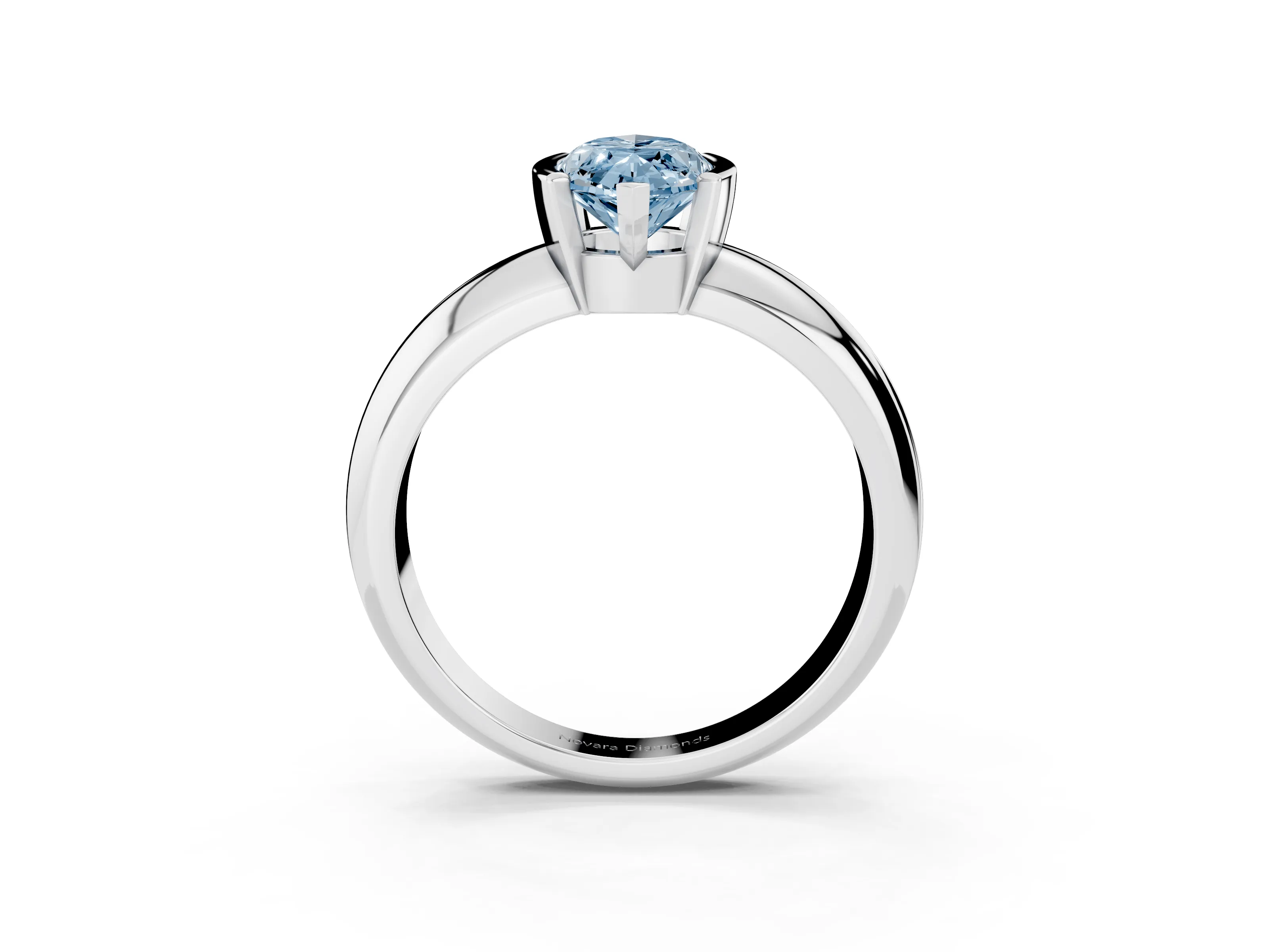 Fancy Blue Marquise Cut Diamond Solitaire Tension Set Ring Set in Platinum with Wide Band