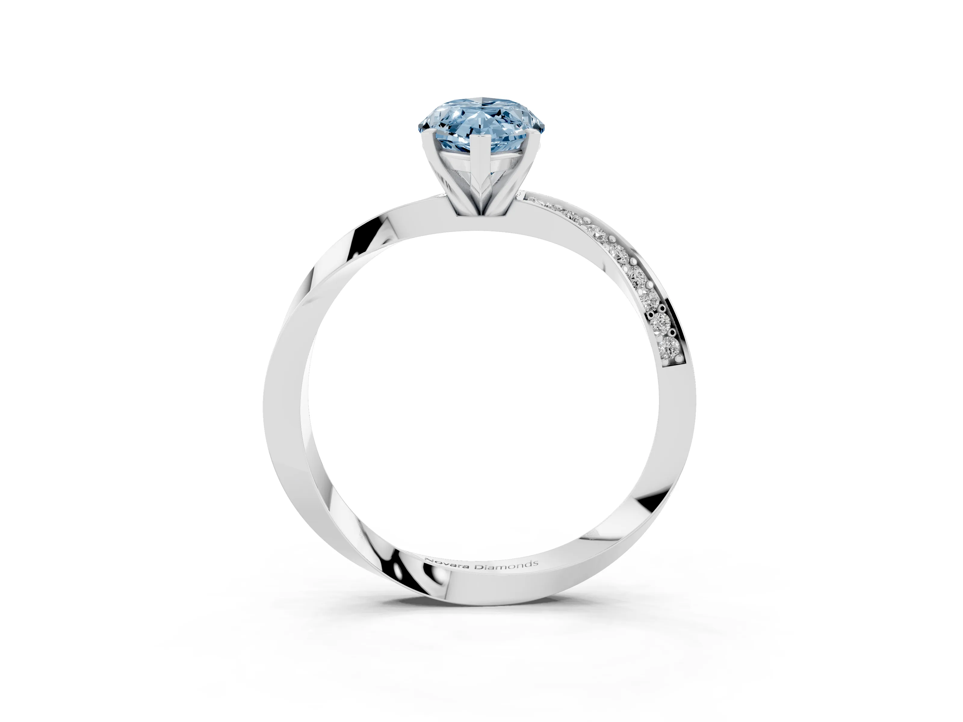 Fancy Blue Marquise Cut Diamond Engagement Ring Set in Platinum with Side Stone Accents and Prong Setting