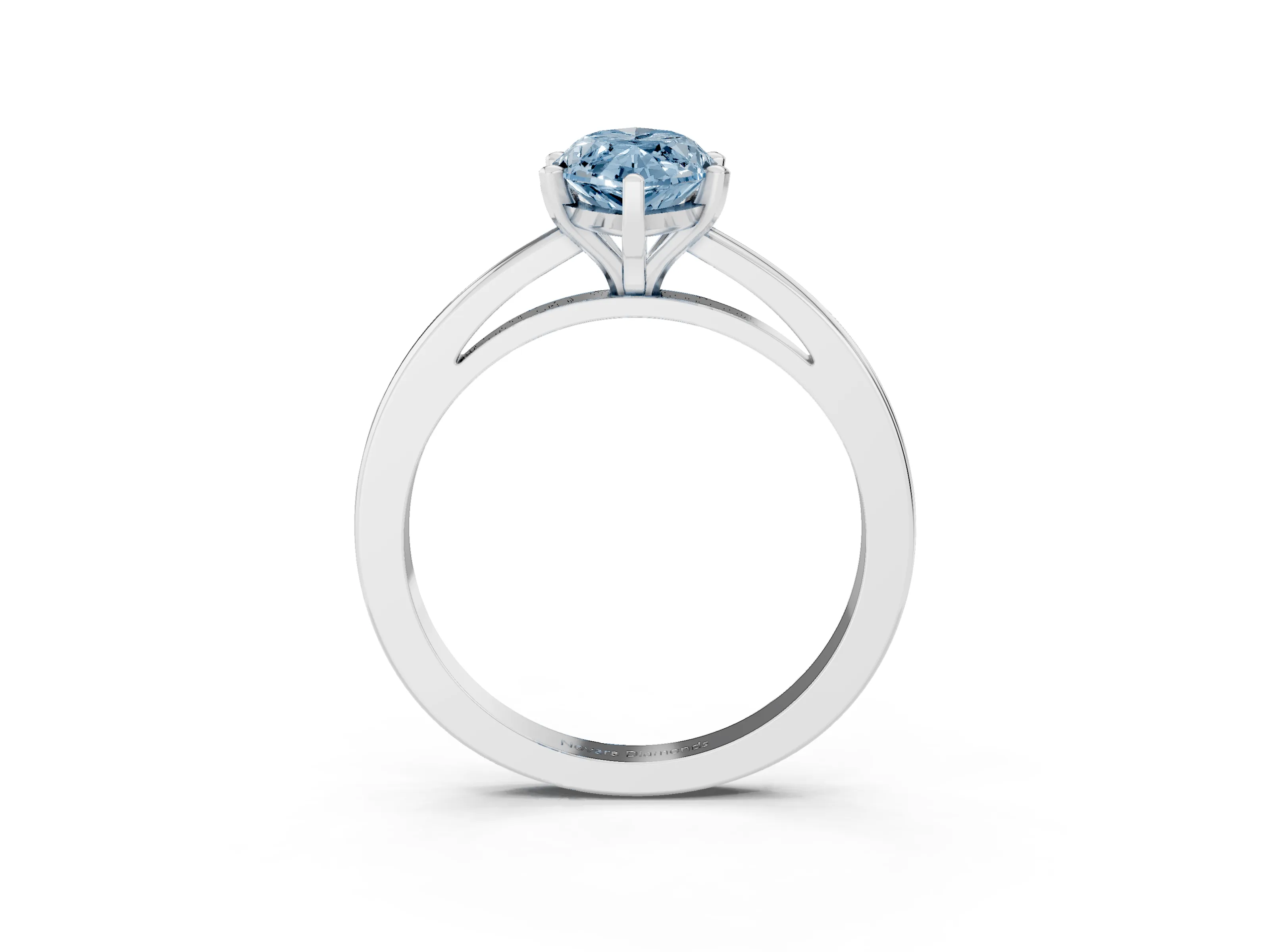 Fancy Blue Marquise Cut Diamond Solitaire Engagement Ring Set in White gold with Prong Setting on a Classic Band