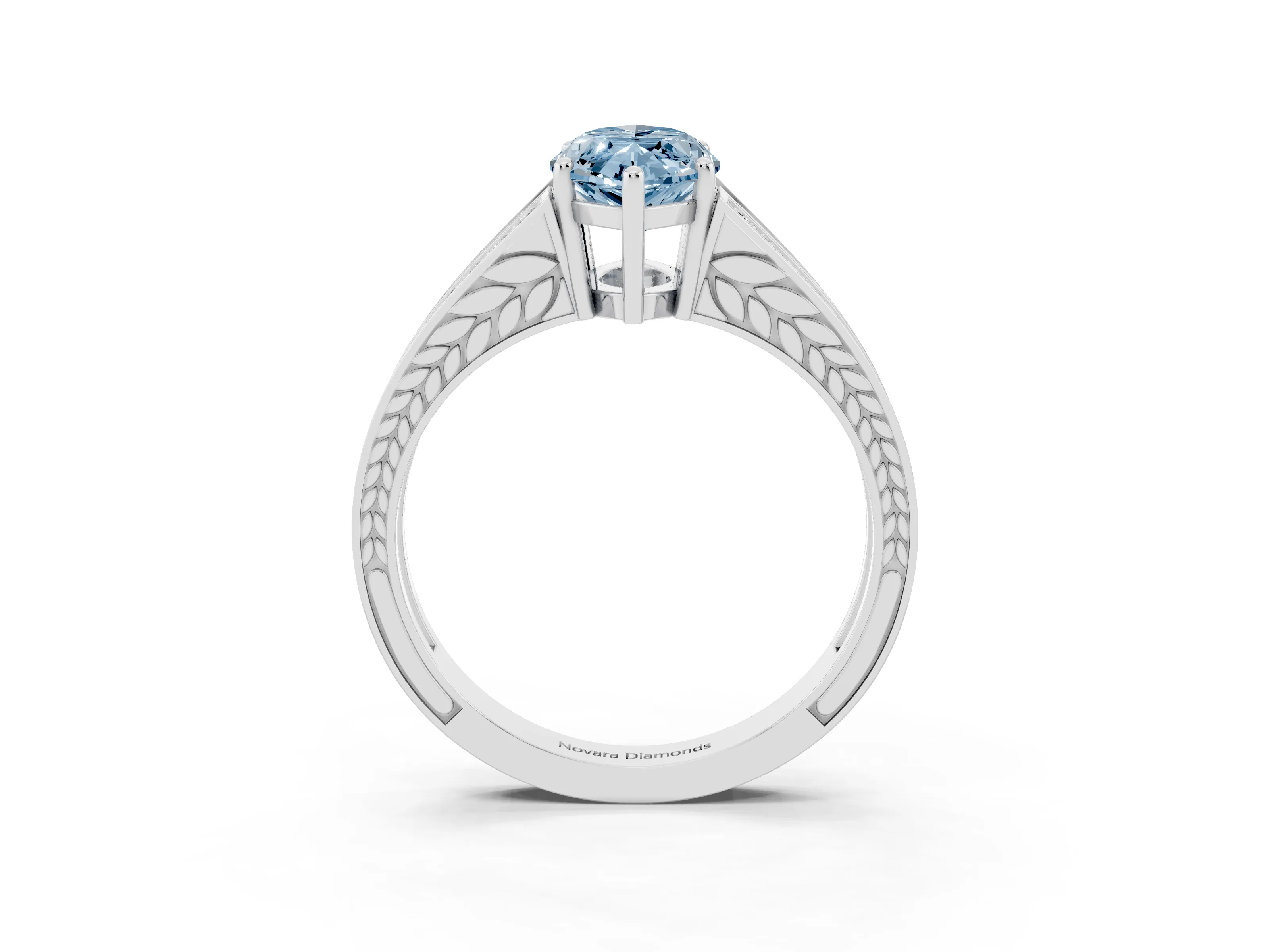 Fancy Blue Marquise Cut Diamond Split Shank Ring Set in Silver with Pavé Band and Prong Setting