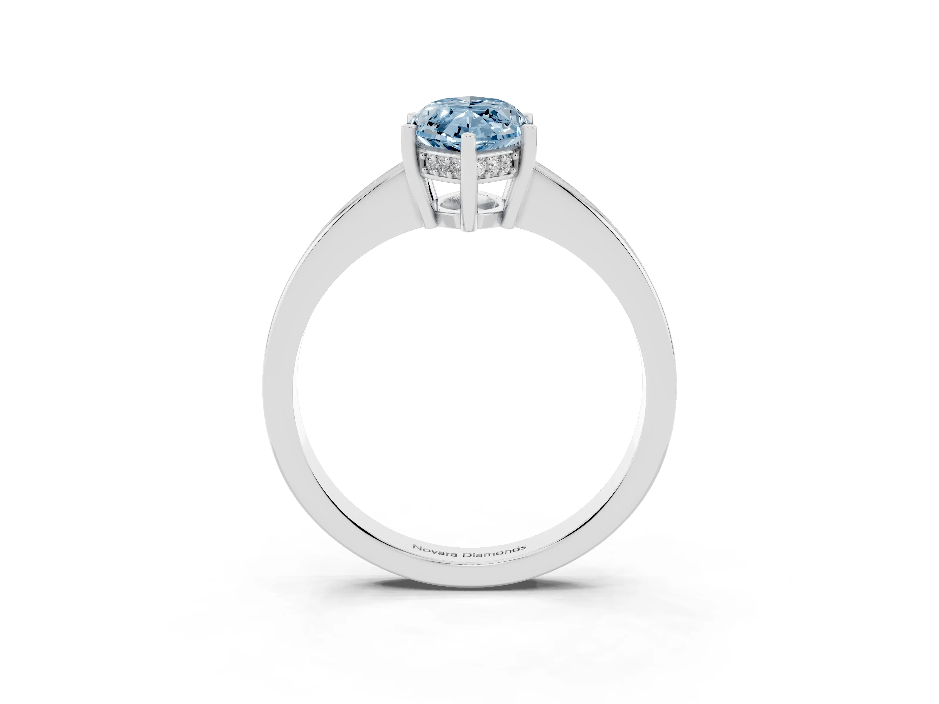 Fancy Blue Marquise Cut Diamond Pavé Band Prong Set Solitaire Ring Set in Platinum