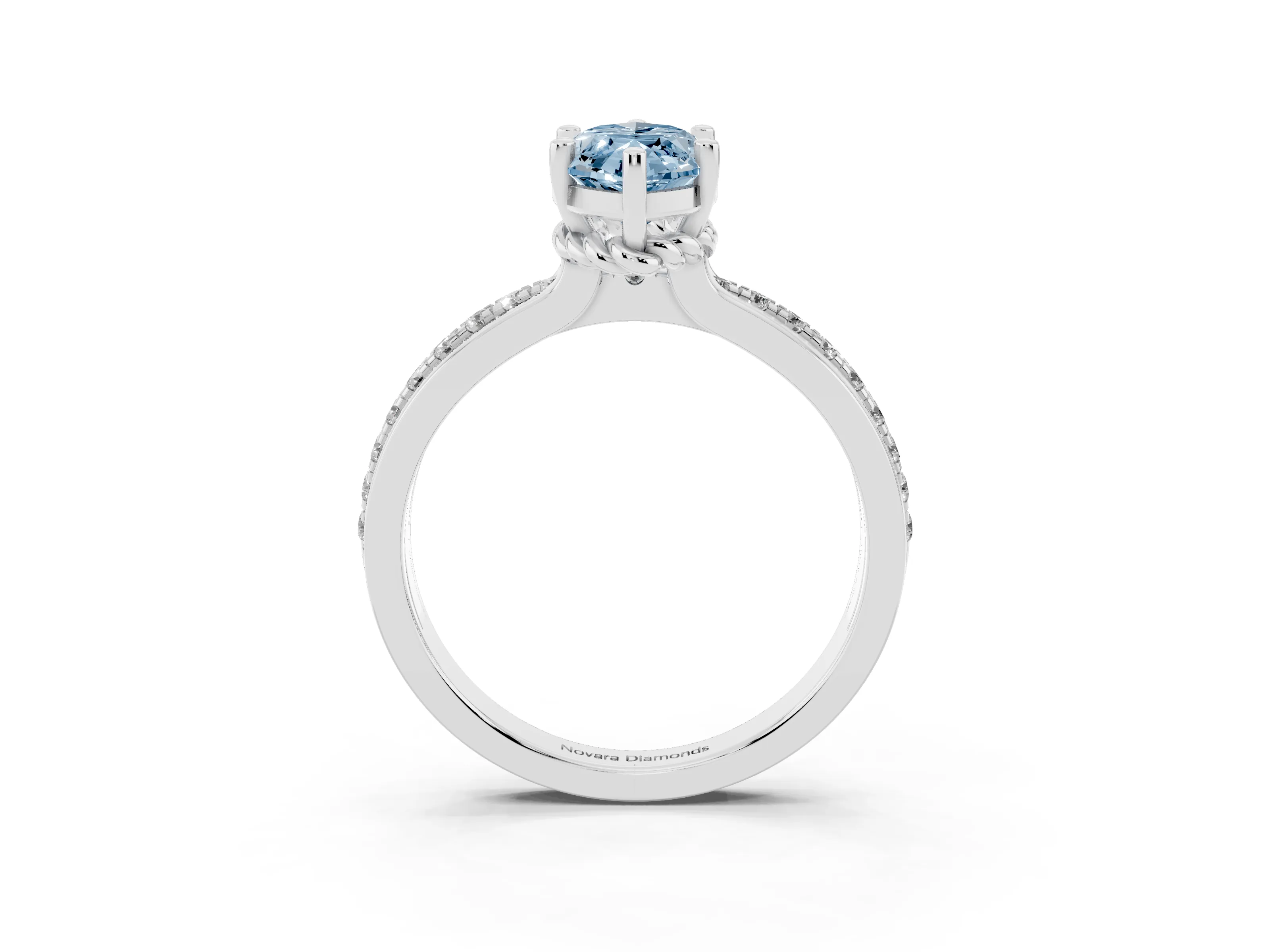 Fancy Blue Marquise Cut Diamond Solitaire Ring Set in Platinum with Channel Set Band and Prong Setting