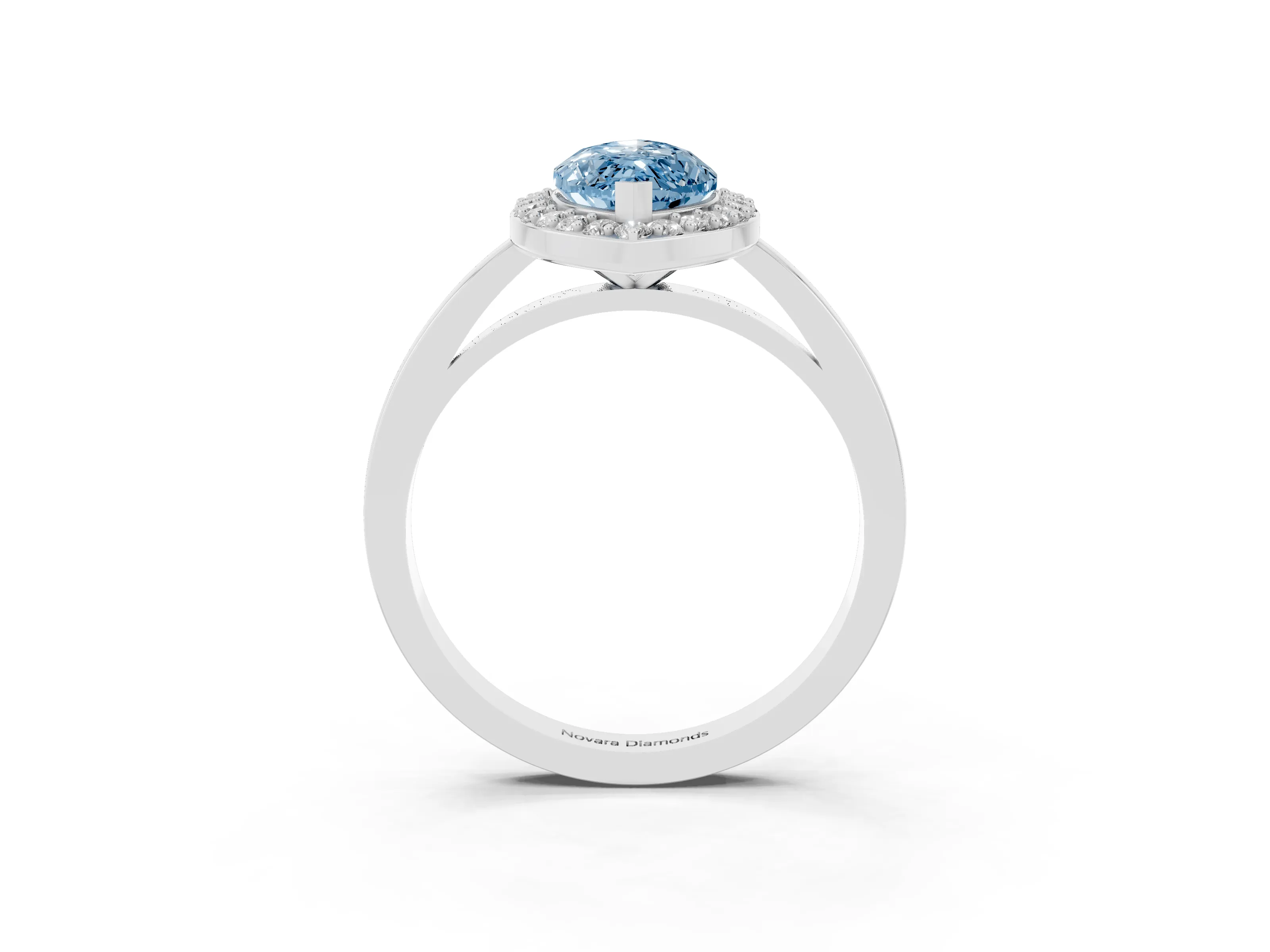 Fancy Blue Marquise Cut Diamond Halo Ring Set in Platinum with Solitaire Band and Prong Setting