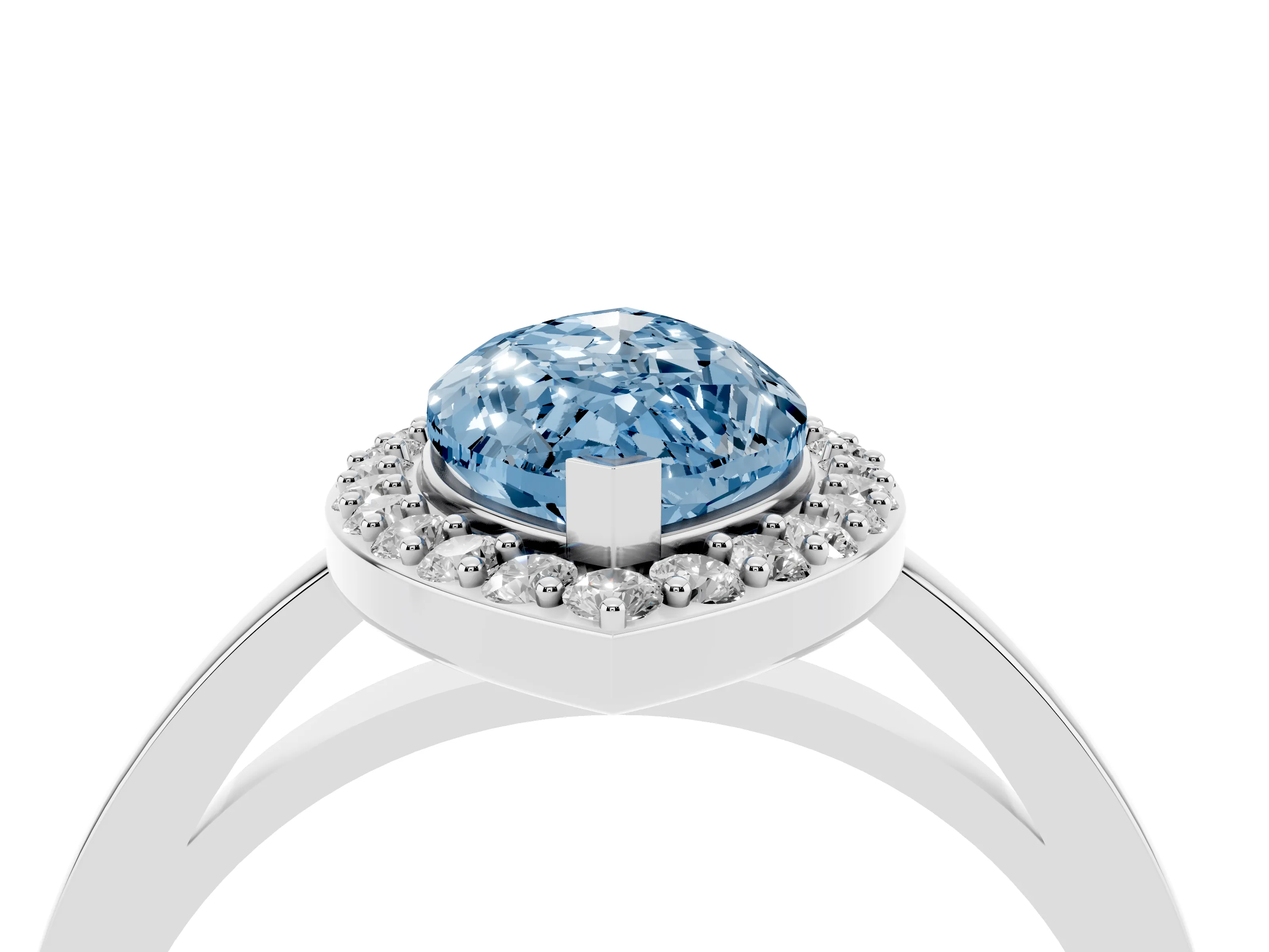 Fancy Blue Marquise Cut Diamond Halo Ring Set in Platinum with Solitaire Band and Prong Setting