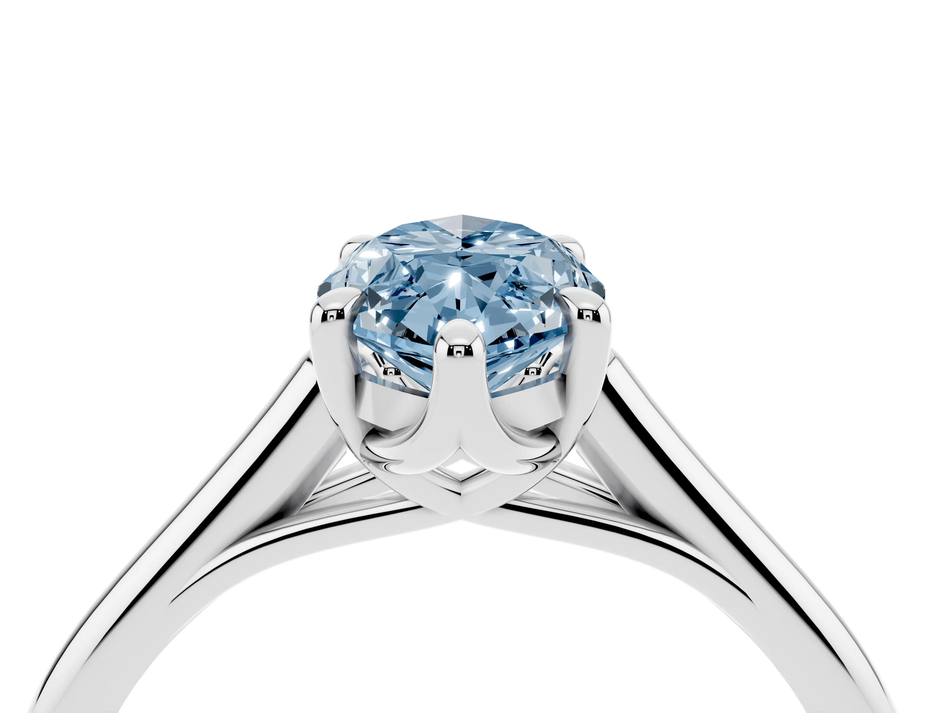 Fancy Blue Marquise Cut Diamond Solitaire Engagement Ring Set in White gold with Prong Setting and Plain Classic Band