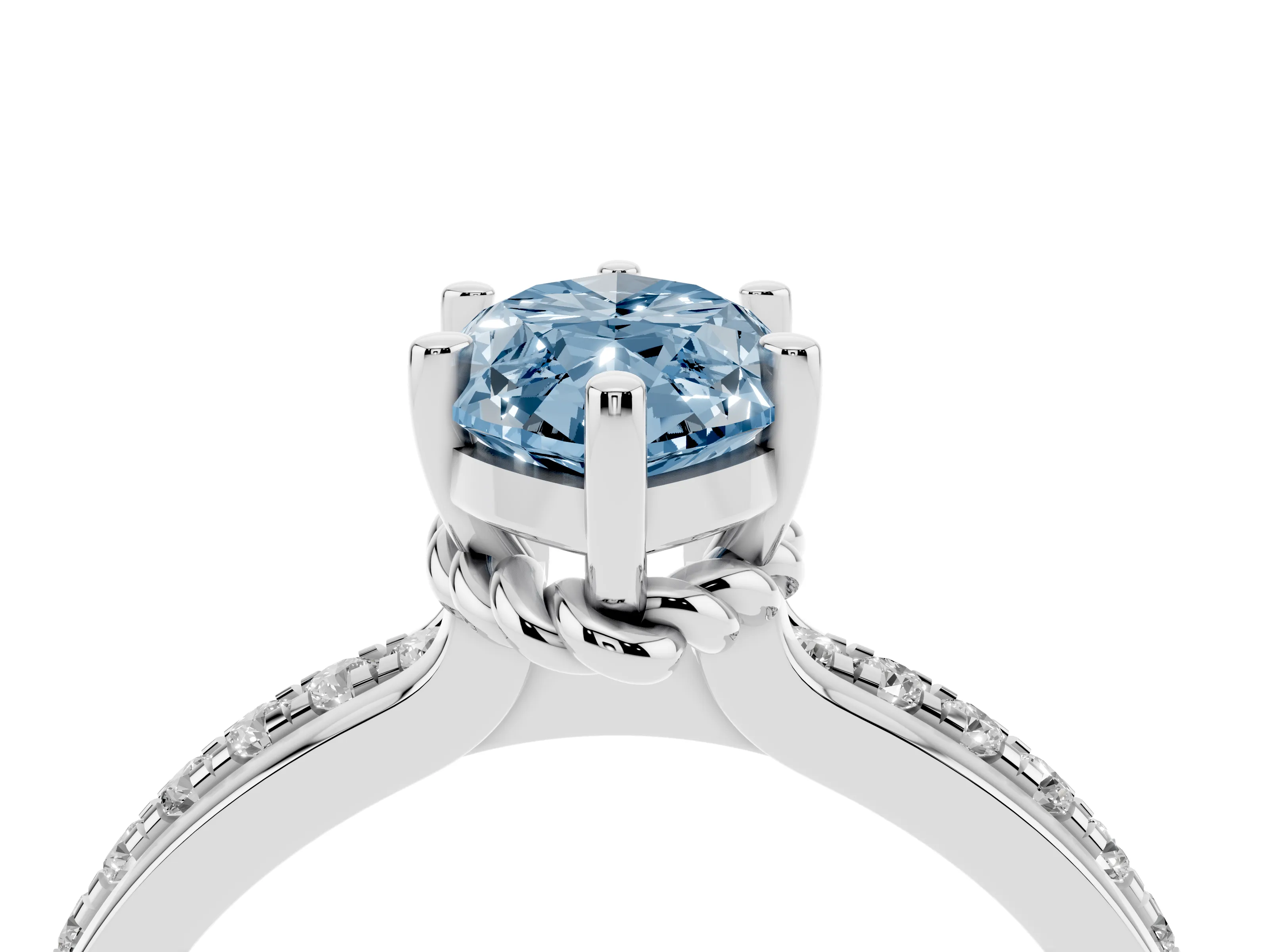 Fancy Blue Marquise Cut Diamond Solitaire Ring Set in Platinum with Channel Set Band and Prong Setting