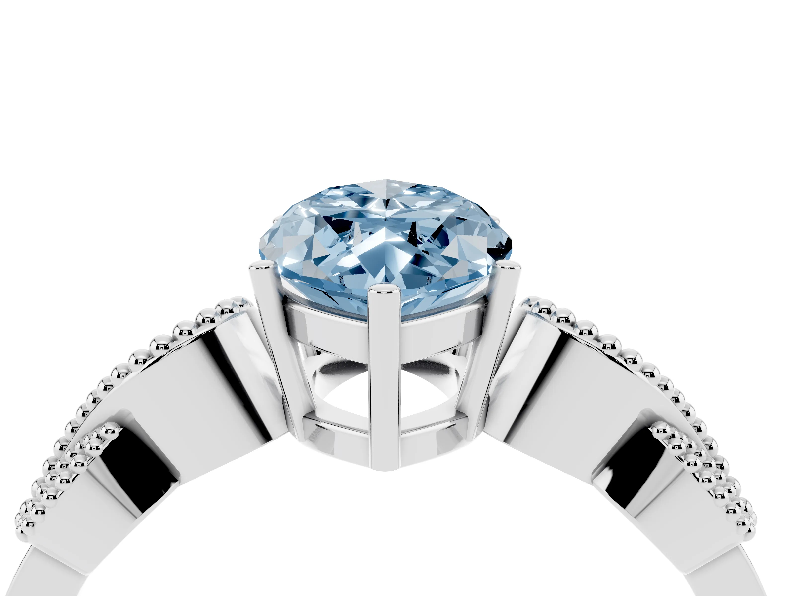 Fancy Blue Marquise Cut Diamond Milgrain Leaf Band Solitaire Ring Set in Platinum with Accent Stones and Prong Setting
