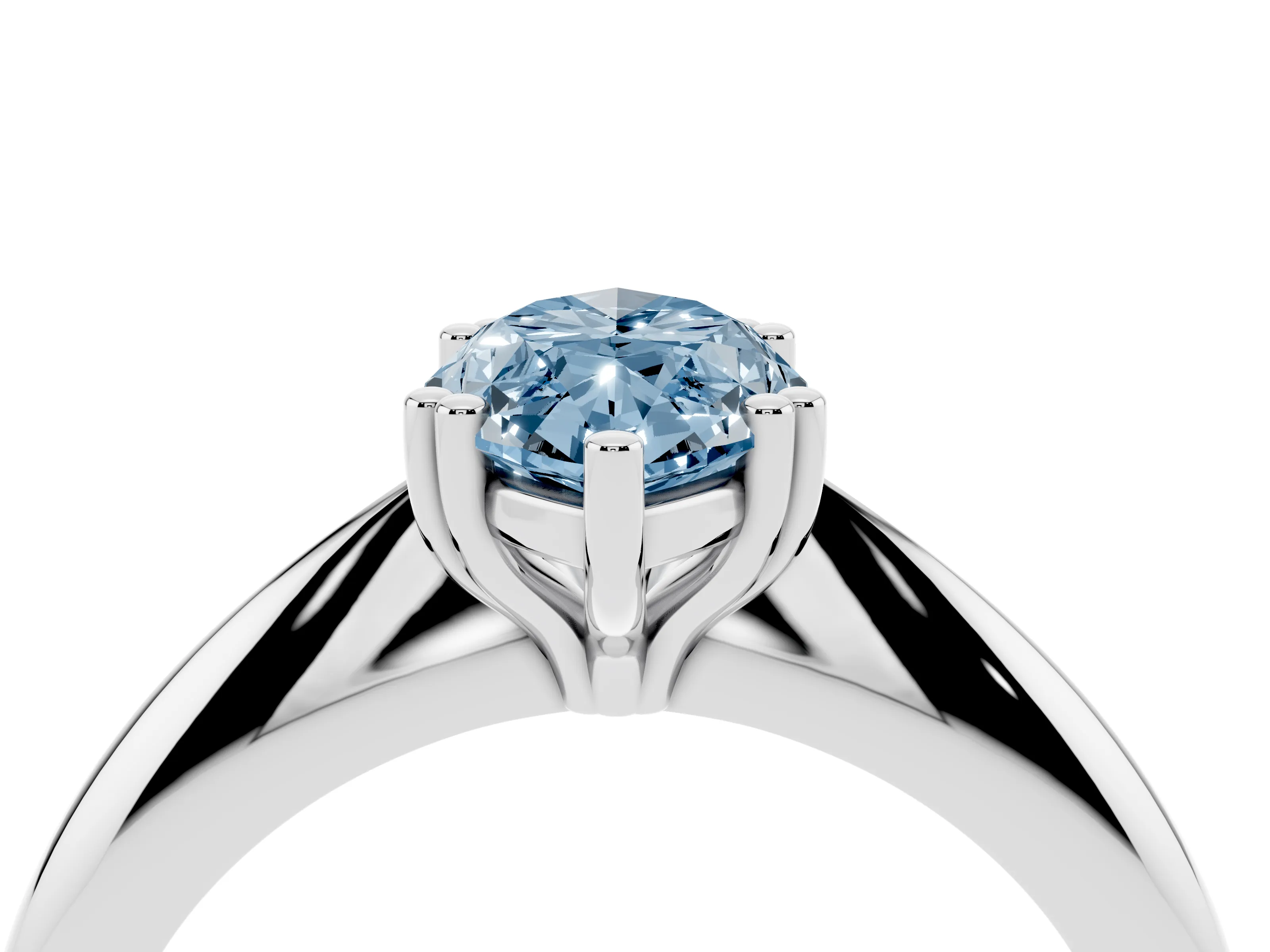 Fancy Blue Marquise Cut Diamond Solitaire Engagement Ring Set in Platinum with Tapered Band and Prong Setting