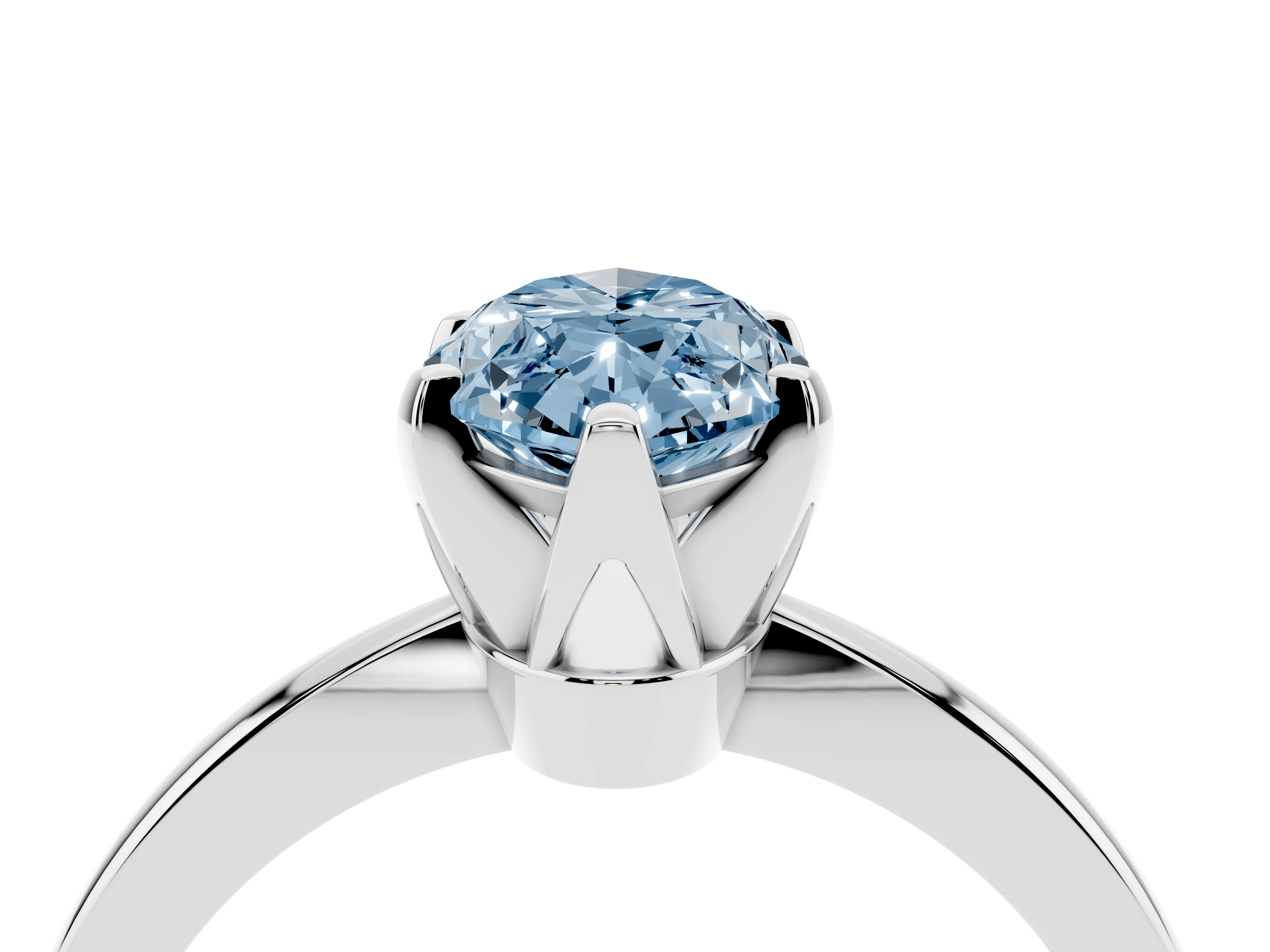 Fancy Blue Marquise Cut Diamond Solitaire Engagement Ring Set in Silver with Slim Tapered Solitaire Band