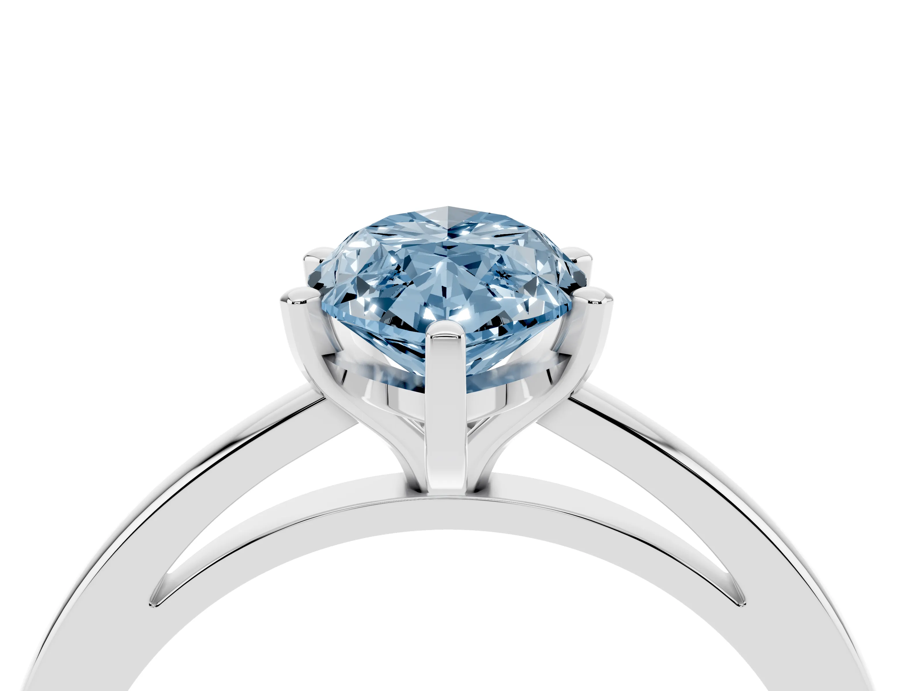 Fancy Blue Marquise Cut Diamond Solitaire Engagement Ring Set in White gold with Prong Setting on a Classic Band