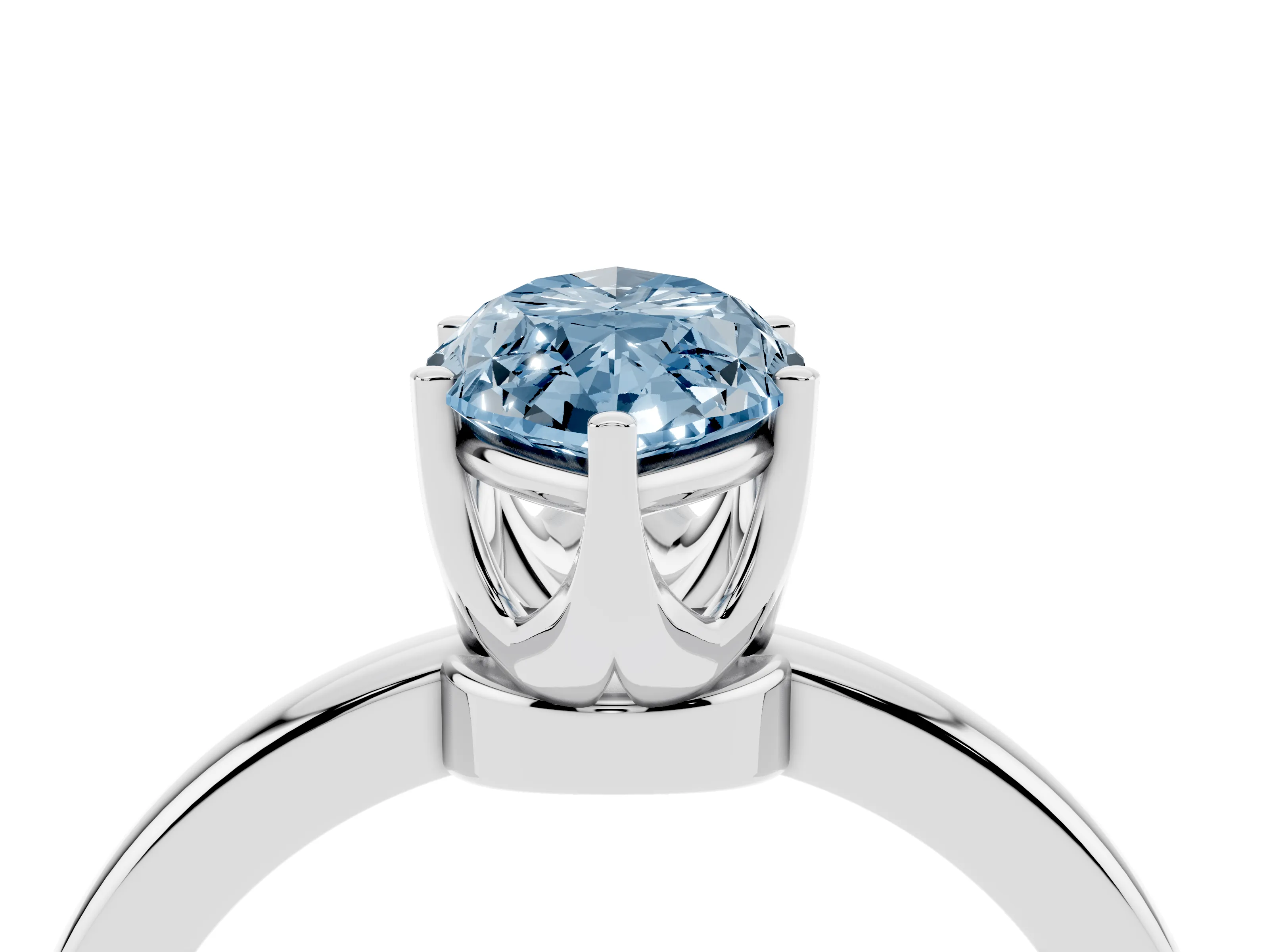 Fancy Blue Marquise Cut Diamond Solitaire Ring Set in White gold with Raised Prong Setting on a Classic Band