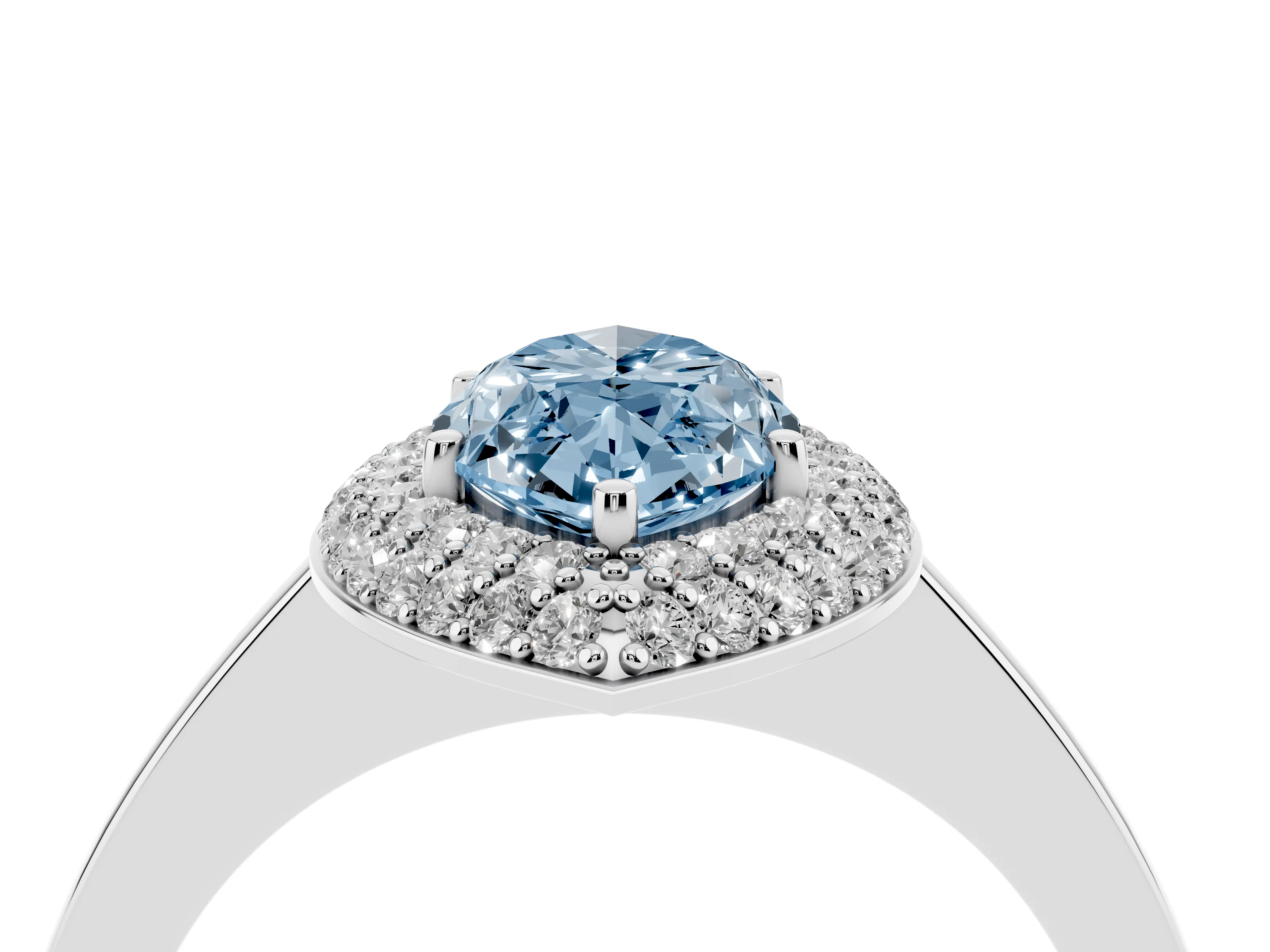 Fancy Blue Marquise Cut Diamond Halo Engagement Ring Set in Platinum with Solitaire Band and Prong Setting